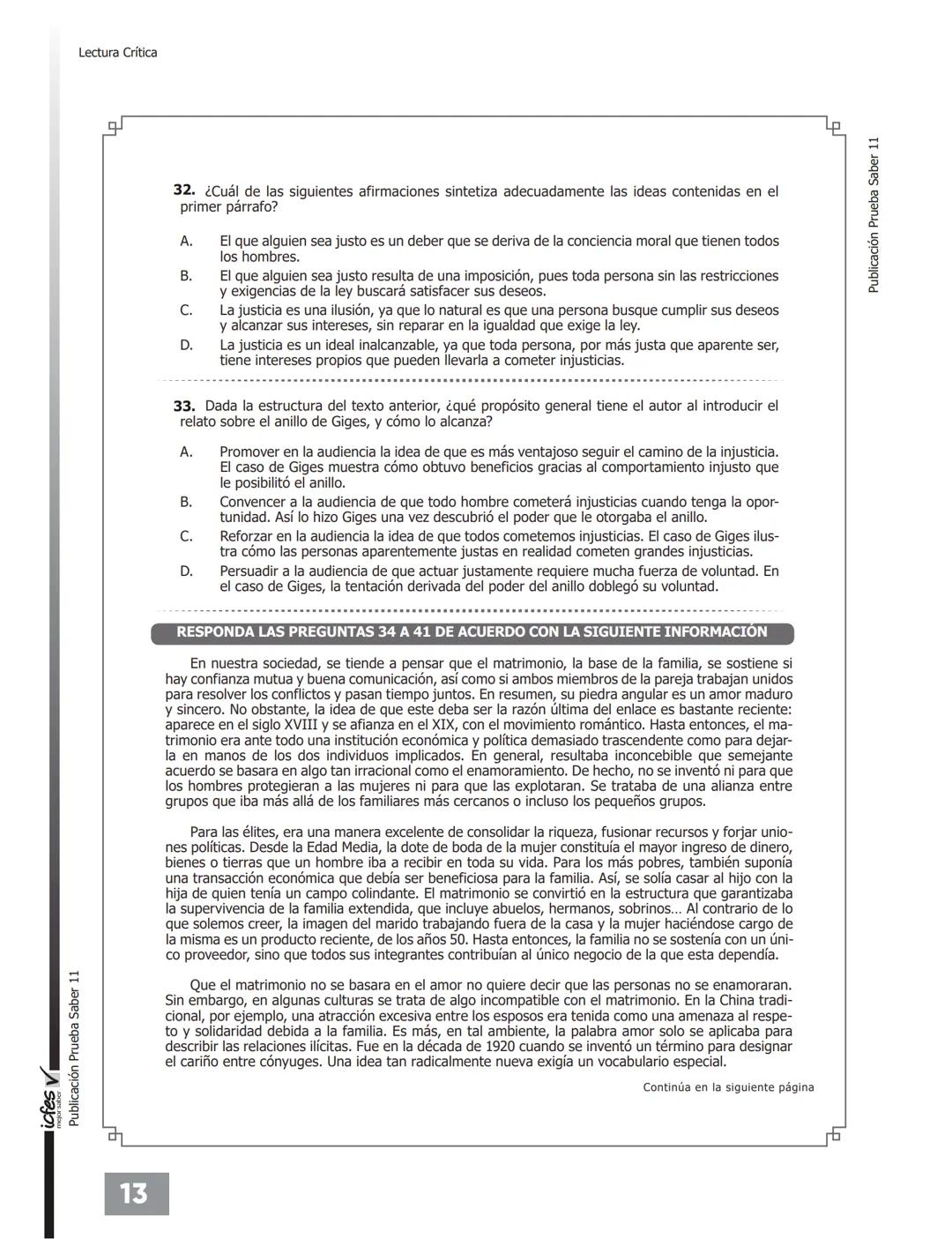 C.
UNIVÉRSATE
NUESTRO MEJOR RESULTADO ERES TÚ!
PREGUNTAS TIPO
ICFES CON RESPUESTAS
Pre-ICFESaber 11°
Con Profesores Universidad Nacional
UNI