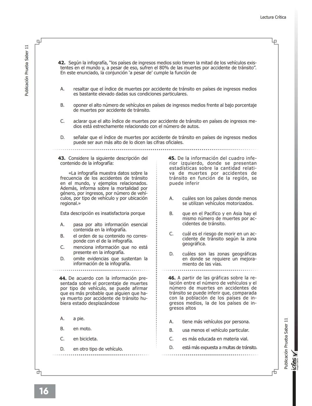 C.
UNIVÉRSATE
NUESTRO MEJOR RESULTADO ERES TÚ!
PREGUNTAS TIPO
ICFES CON RESPUESTAS
Pre-ICFESaber 11°
Con Profesores Universidad Nacional
UNI