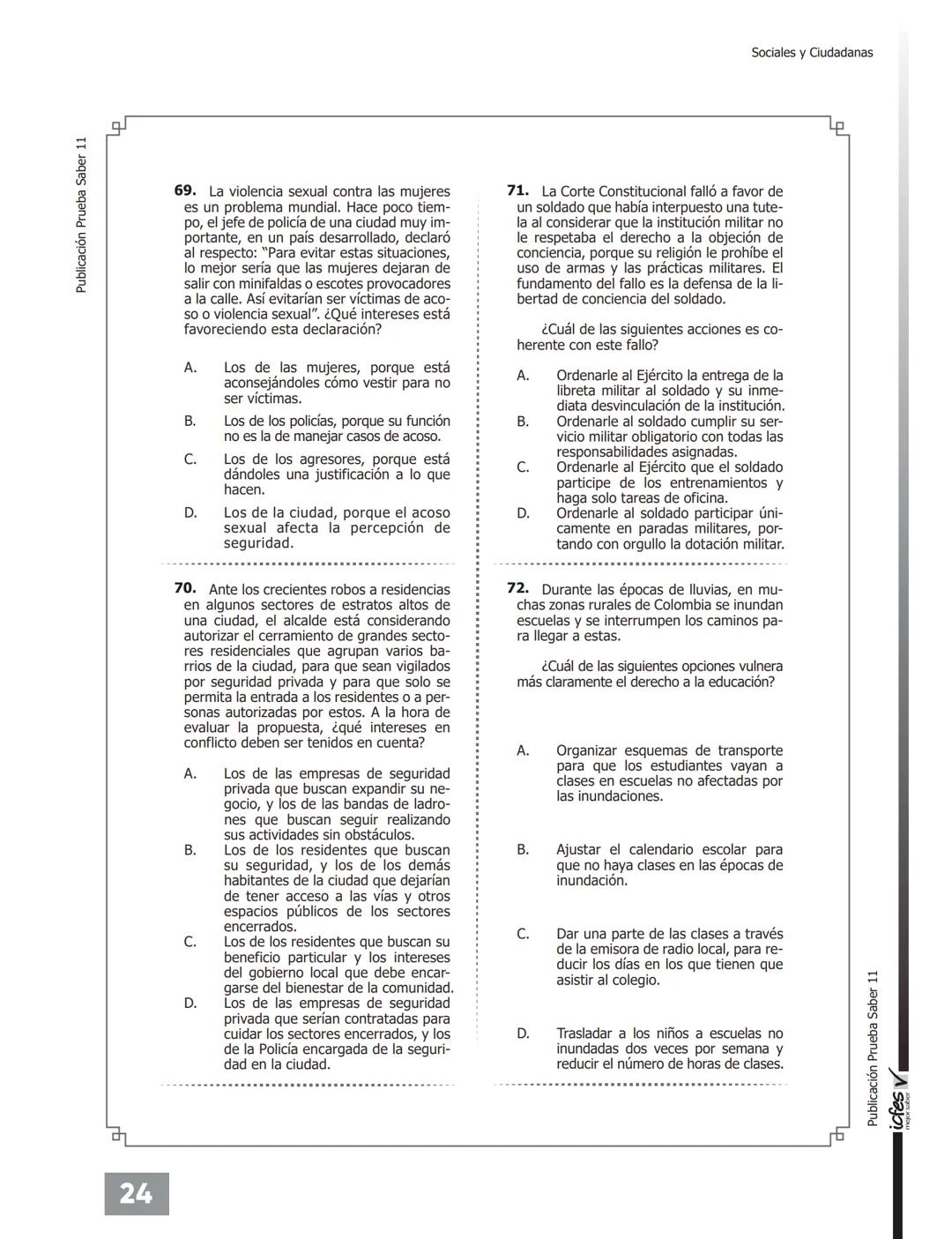C.
UNIVÉRSATE
NUESTRO MEJOR RESULTADO ERES TÚ!
PREGUNTAS TIPO
ICFES CON RESPUESTAS
Pre-ICFESaber 11°
Con Profesores Universidad Nacional
UNI