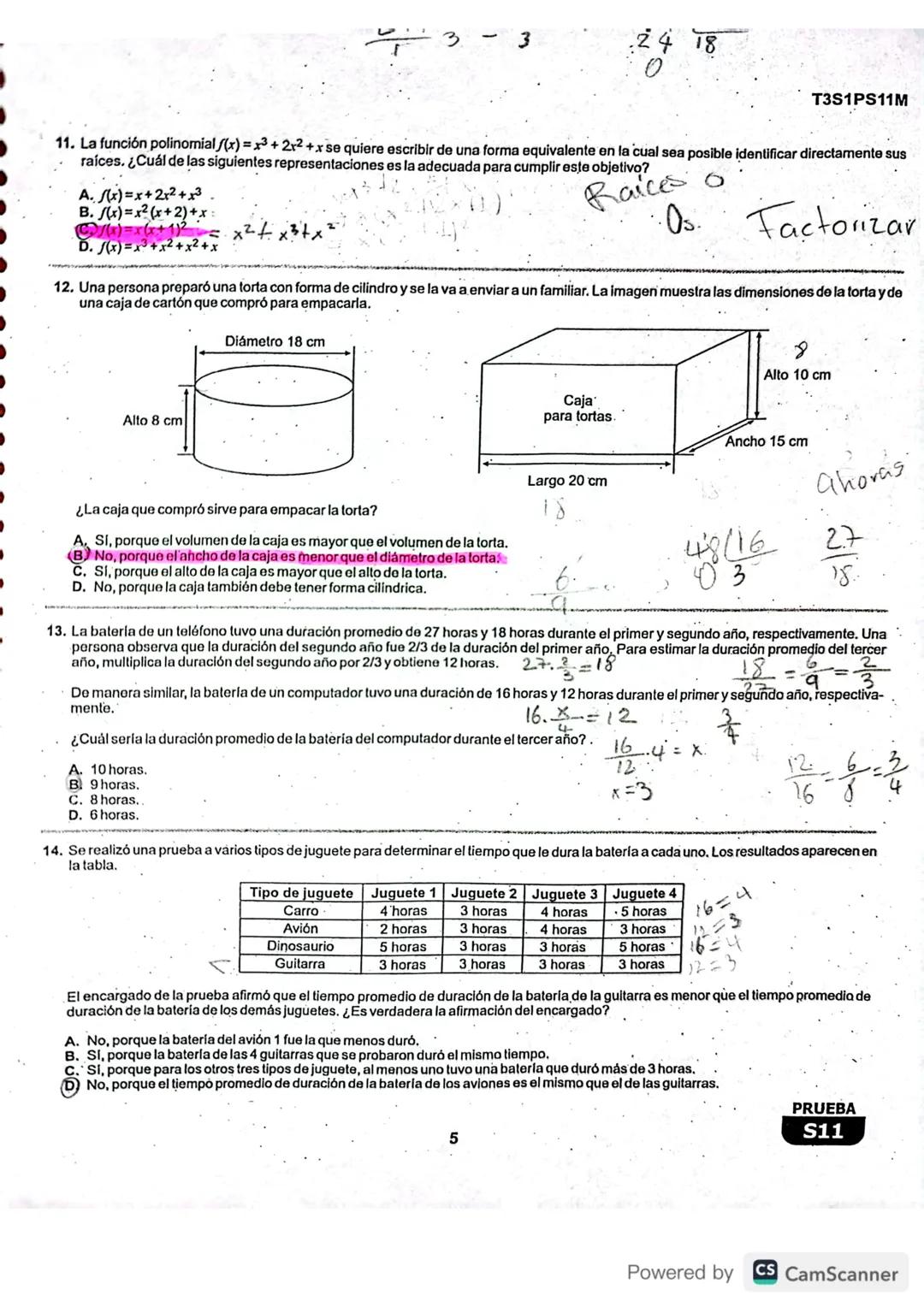 R1S1PS11M
Prueba de Matemáticas
1. La tabla muestra algunos datos relacionados con un vehículo de transporte público durante 5 días.
Dia
Dis