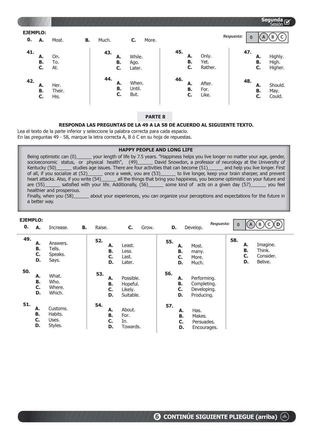PRUEBA DE INGLÉS
PARTE 1
RESPONDA LAS PREGUNTAS DE LA 1 A LA 5 DE ACUERDO AL SIGUIENTE EJEMPLO.
¿Dónde puede ver estos avisos?. En las pregu