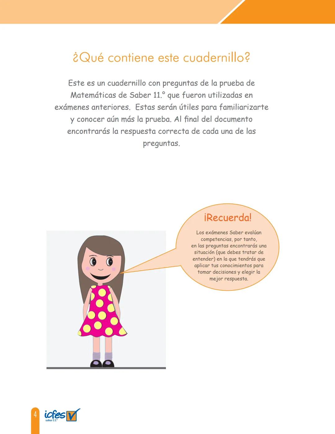 Cuadernillo de preguntas
Saber 11.°
Prueba de Matemáticas
MINEDUCACIÓN
icfes
mejor saber
TODOS POR UN
NUEVO PAÍS
PAZ EQUIDAD EDUCACION
icfes
