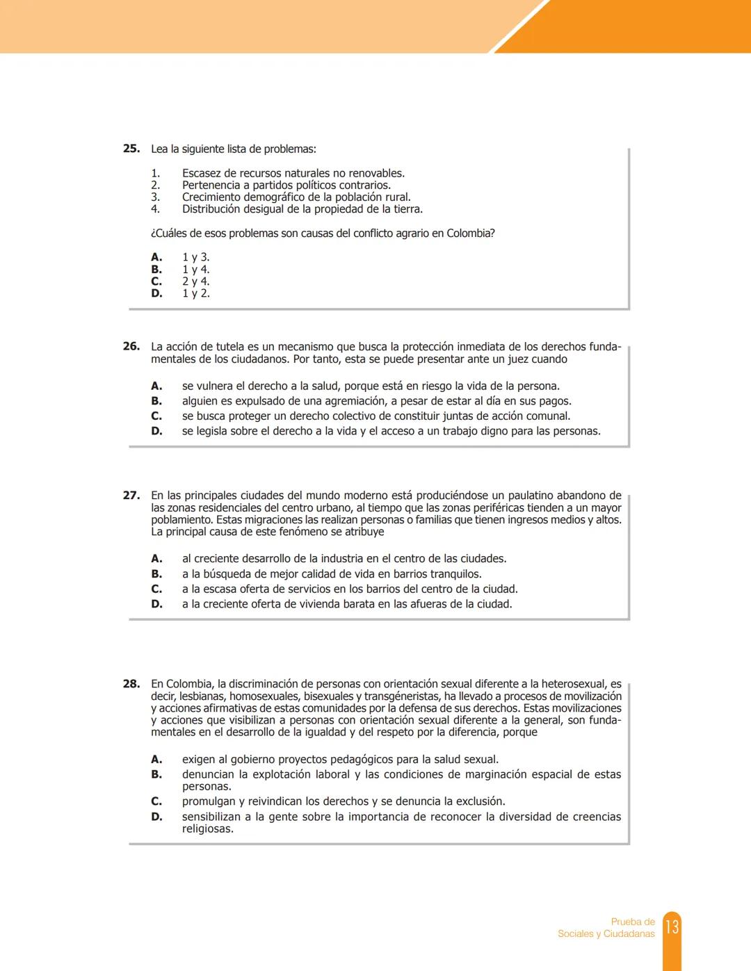 Cuadernillo de preguntas
Saber 11.°
Prueba de Sociales y Ciudadanas
MINEDUCACIÓN
icfes
mejor saber
TODOS POR UN
NUEVO PAÍS
PAZ EQUIDAD EDUCA