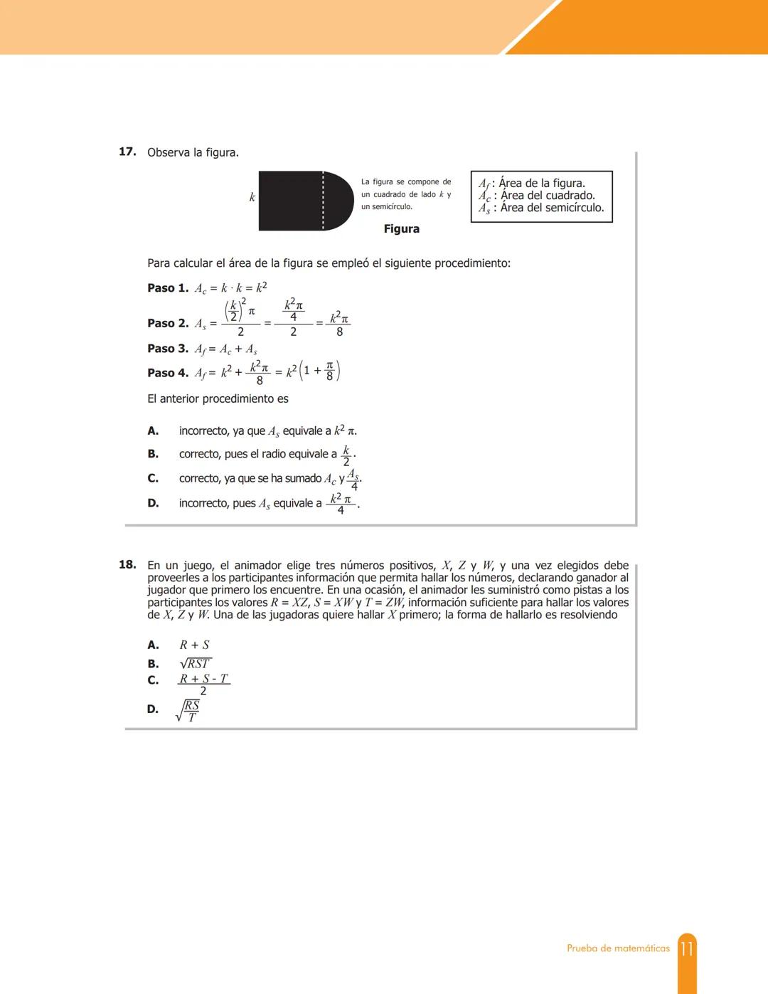 Cuadernillo de preguntas
Saber 11.°
Prueba de matemáticas
icfes
saber 11.°
GOBIERNO
DE COLOMBIA
MINEDUCACIÓN icfes
mejor saber Presidente de