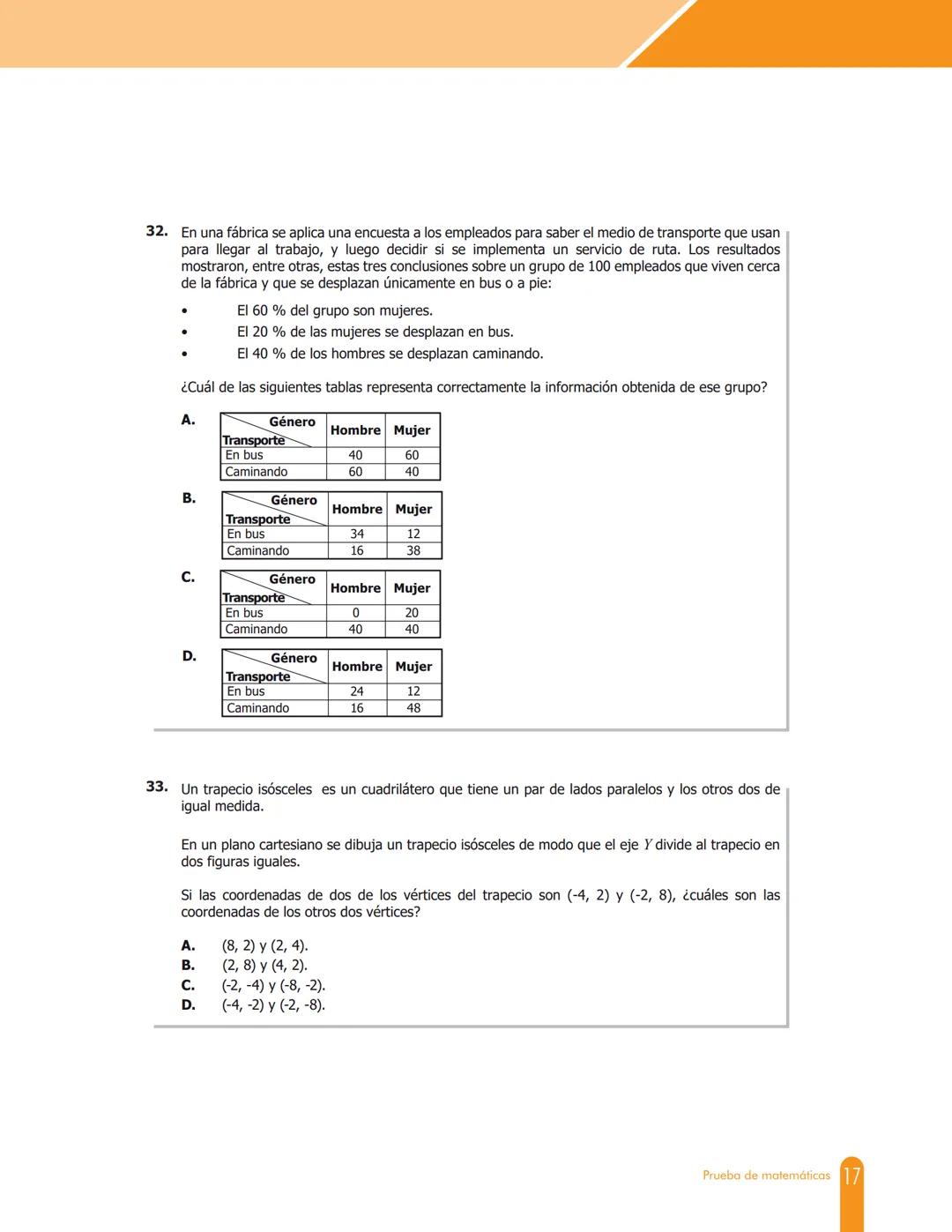 Cuadernillo de preguntas
Saber 11.°
Prueba de matemáticas
icfes
saber 11.°
GOBIERNO
DE COLOMBIA
MINEDUCACIÓN icfes
mejor saber Presidente de