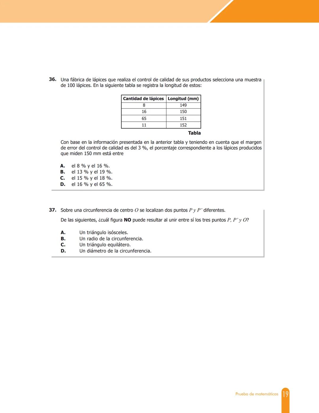 Cuadernillo de preguntas
Saber 11.°
Prueba de matemáticas
icfes
saber 11.°
GOBIERNO
DE COLOMBIA
MINEDUCACIÓN icfes
mejor saber Presidente de
