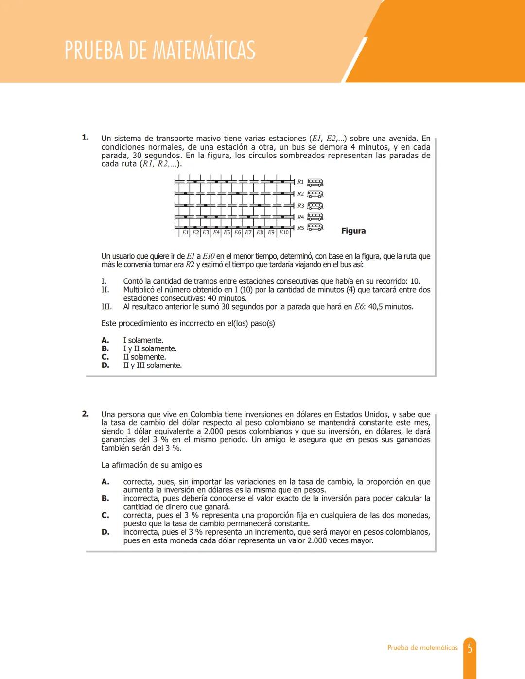 Cuadernillo de preguntas
Saber 11.°
Prueba de matemáticas
icfes
saber 11.°
GOBIERNO
DE COLOMBIA
MINEDUCACIÓN icfes
mejor saber Presidente de