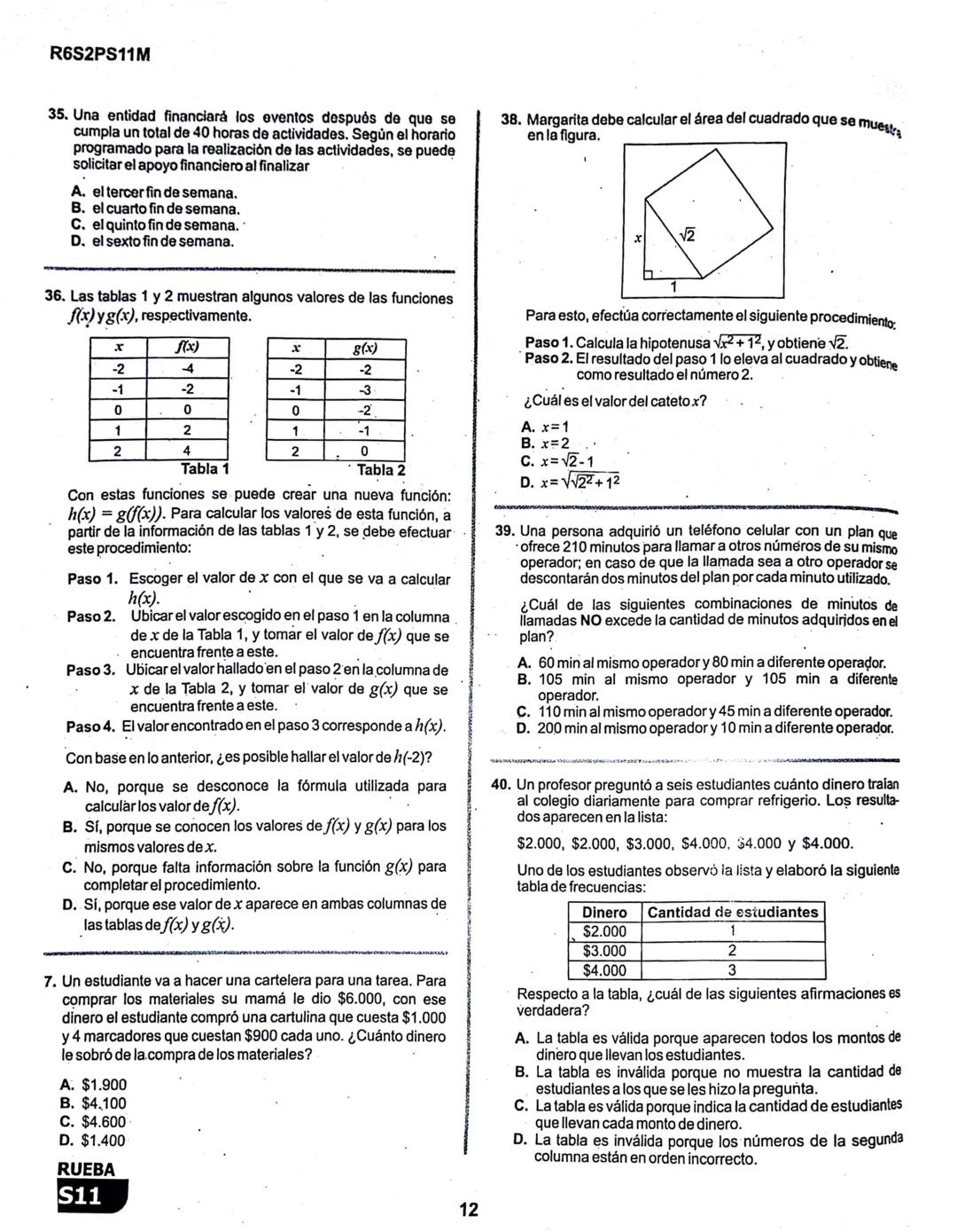 2
La
Evaluación
S11
Evaluación por Desempeño en Competencias
Segunda sesión
En el siguiente cuadro se muestran las pruebas que conforman el