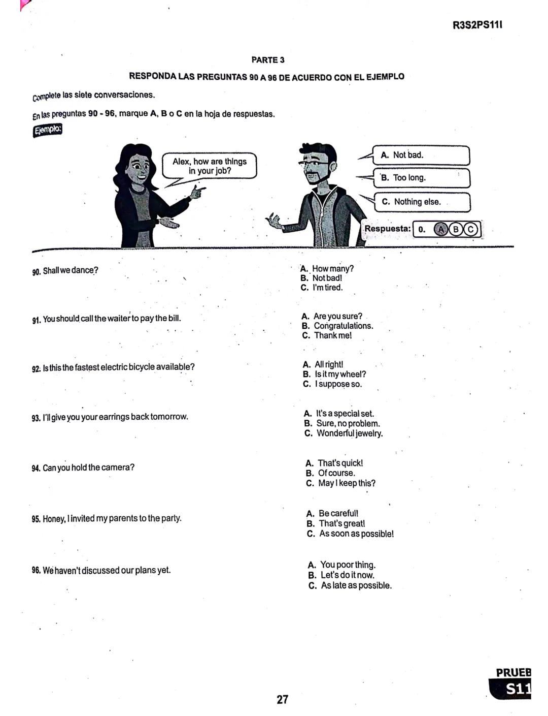 2
La
Evaluación
S11
Evaluación por Desempeño en Competencias
Segunda sesión
En el siguiente cuadro se muestran las pruebas que conforman el