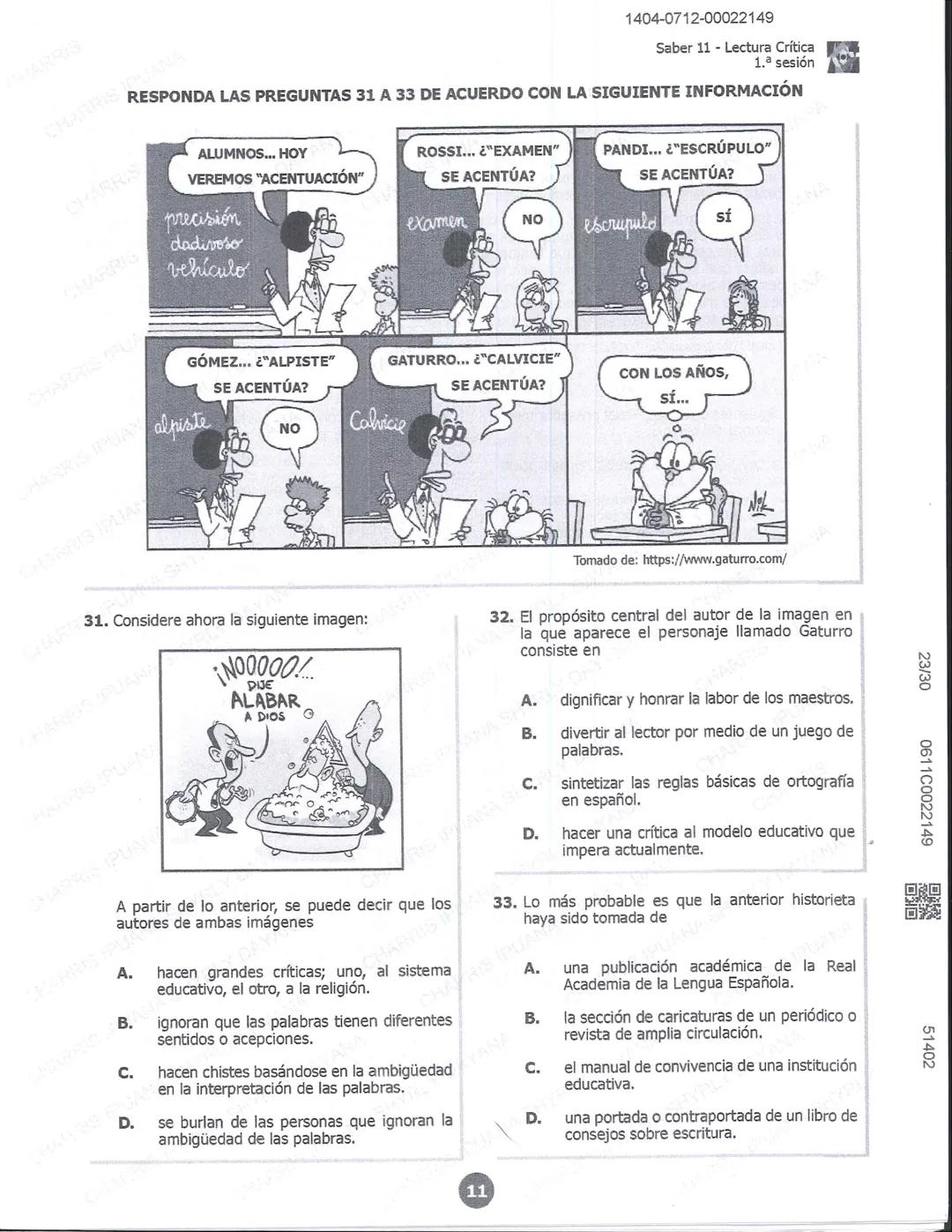 ## icfes 01
## MATEMÁTICAS
1404-0212-00022149
1. Una frutería ofrece jugos en agua con un 60% de agua y un 40% de extracto de fruta. Para pr