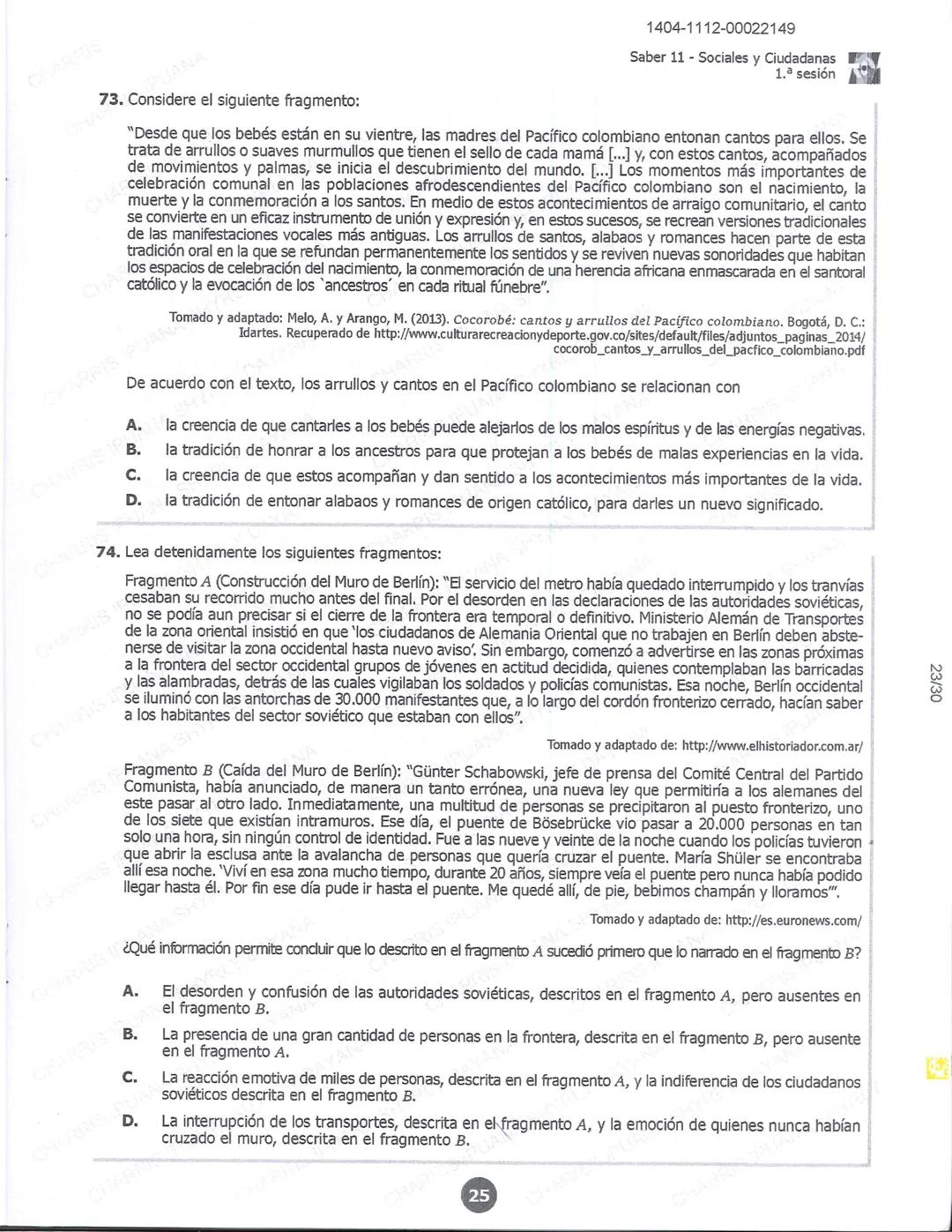 ## icfes 01
## MATEMÁTICAS
1404-0212-00022149
1. Una frutería ofrece jugos en agua con un 60% de agua y un 40% de extracto de fruta. Para pr