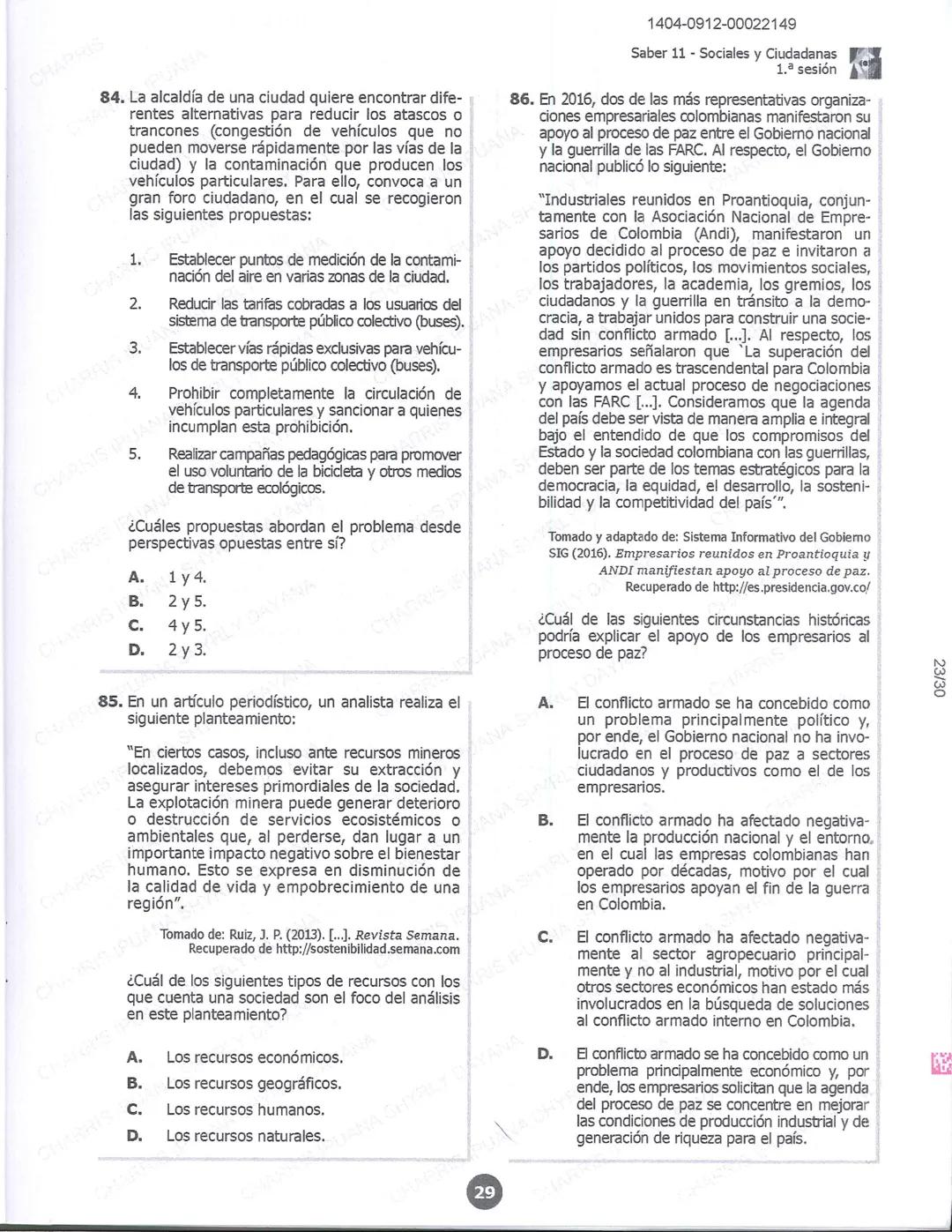 ## icfes 01
## MATEMÁTICAS
1404-0212-00022149
1. Una frutería ofrece jugos en agua con un 60% de agua y un 40% de extracto de fruta. Para pr