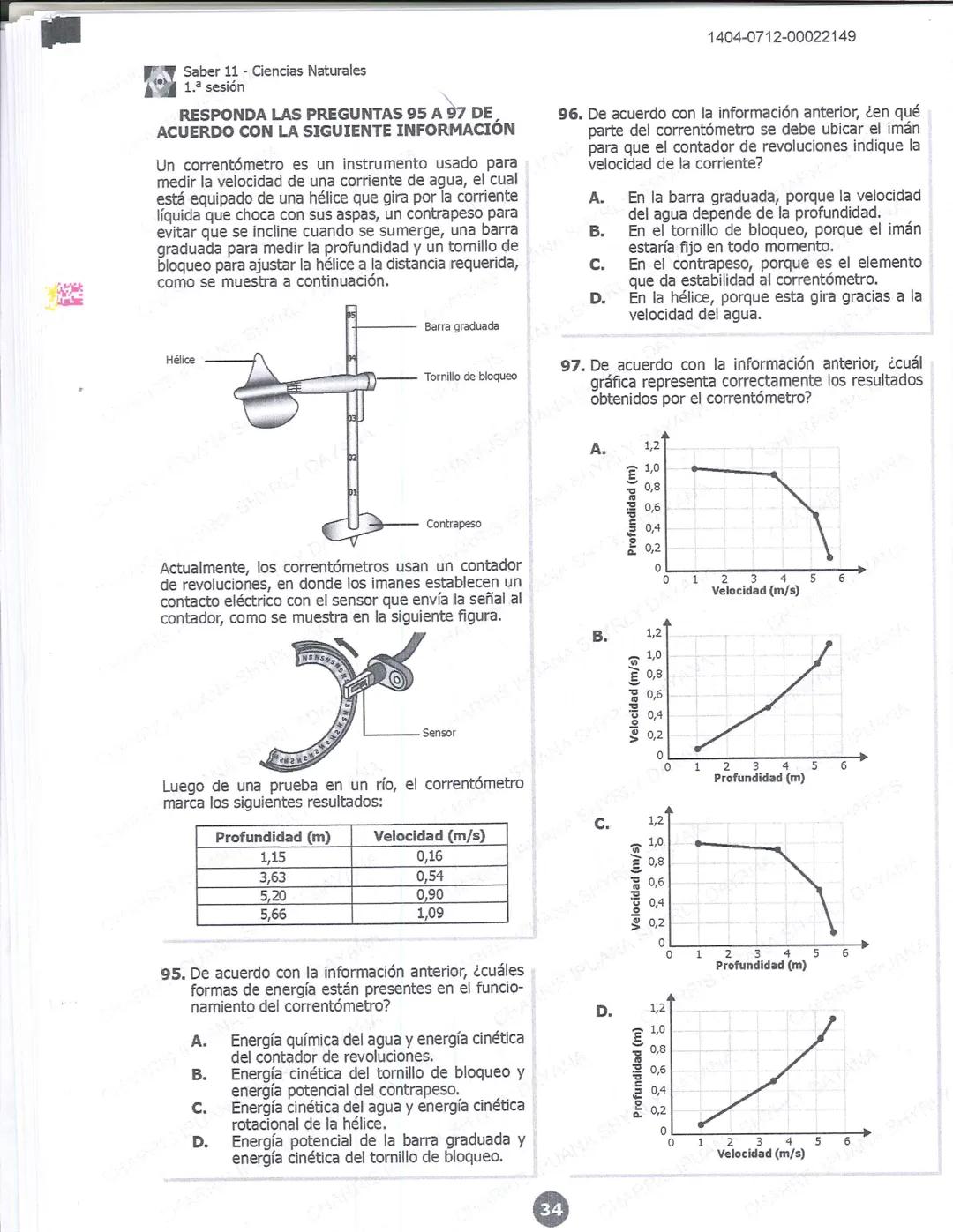## icfes 01
## MATEMÁTICAS
1404-0212-00022149
1. Una frutería ofrece jugos en agua con un 60% de agua y un 40% de extracto de fruta. Para pr
