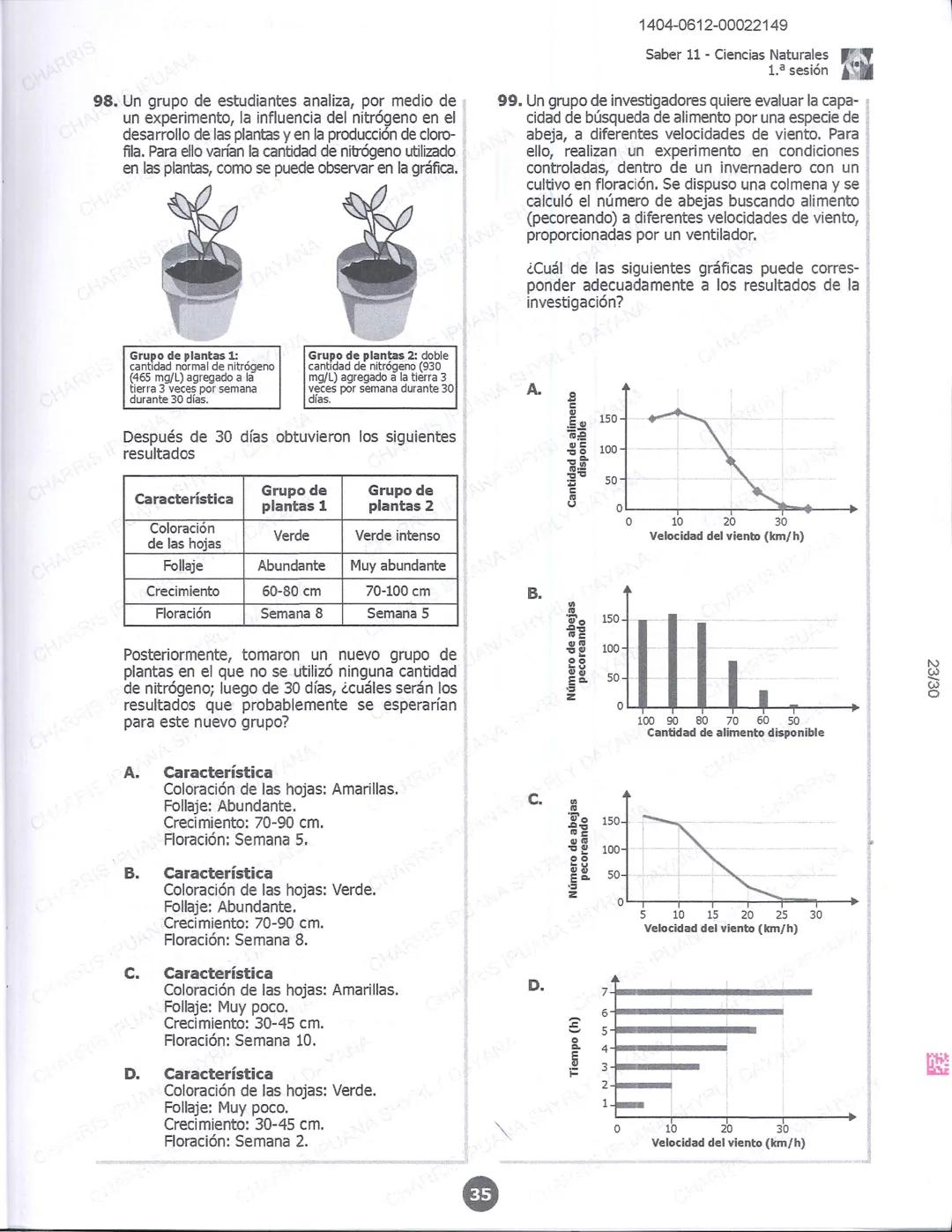 ## icfes 01
## MATEMÁTICAS
1404-0212-00022149
1. Una frutería ofrece jugos en agua con un 60% de agua y un 40% de extracto de fruta. Para pr