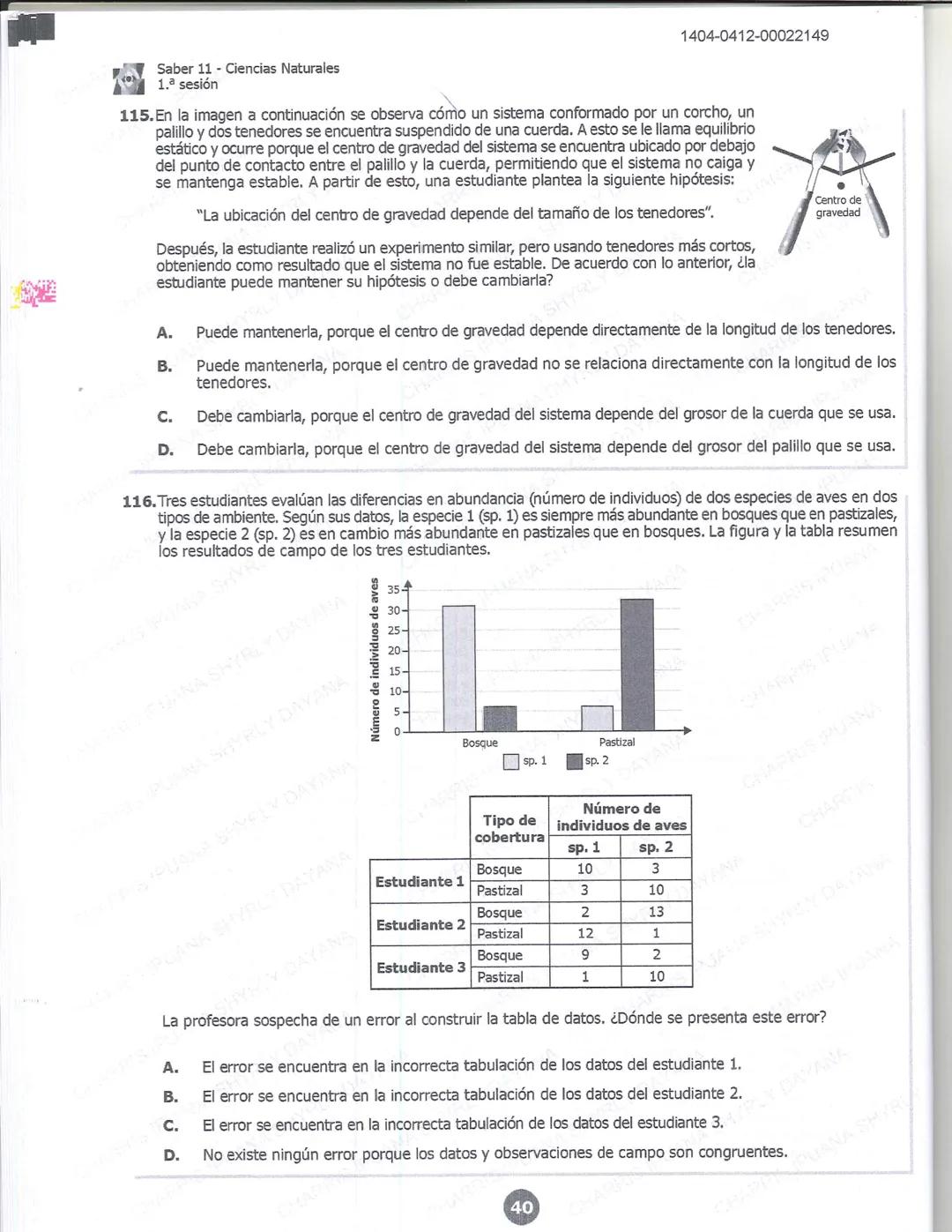 ## icfes 01
## MATEMÁTICAS
1404-0212-00022149
1. Una frutería ofrece jugos en agua con un 60% de agua y un 40% de extracto de fruta. Para pr