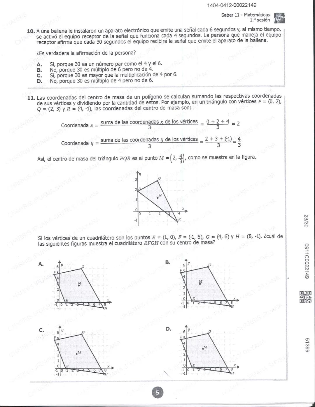 ## icfes 01
## MATEMÁTICAS
1404-0212-00022149
1. Una frutería ofrece jugos en agua con un 60% de agua y un 40% de extracto de fruta. Para pr