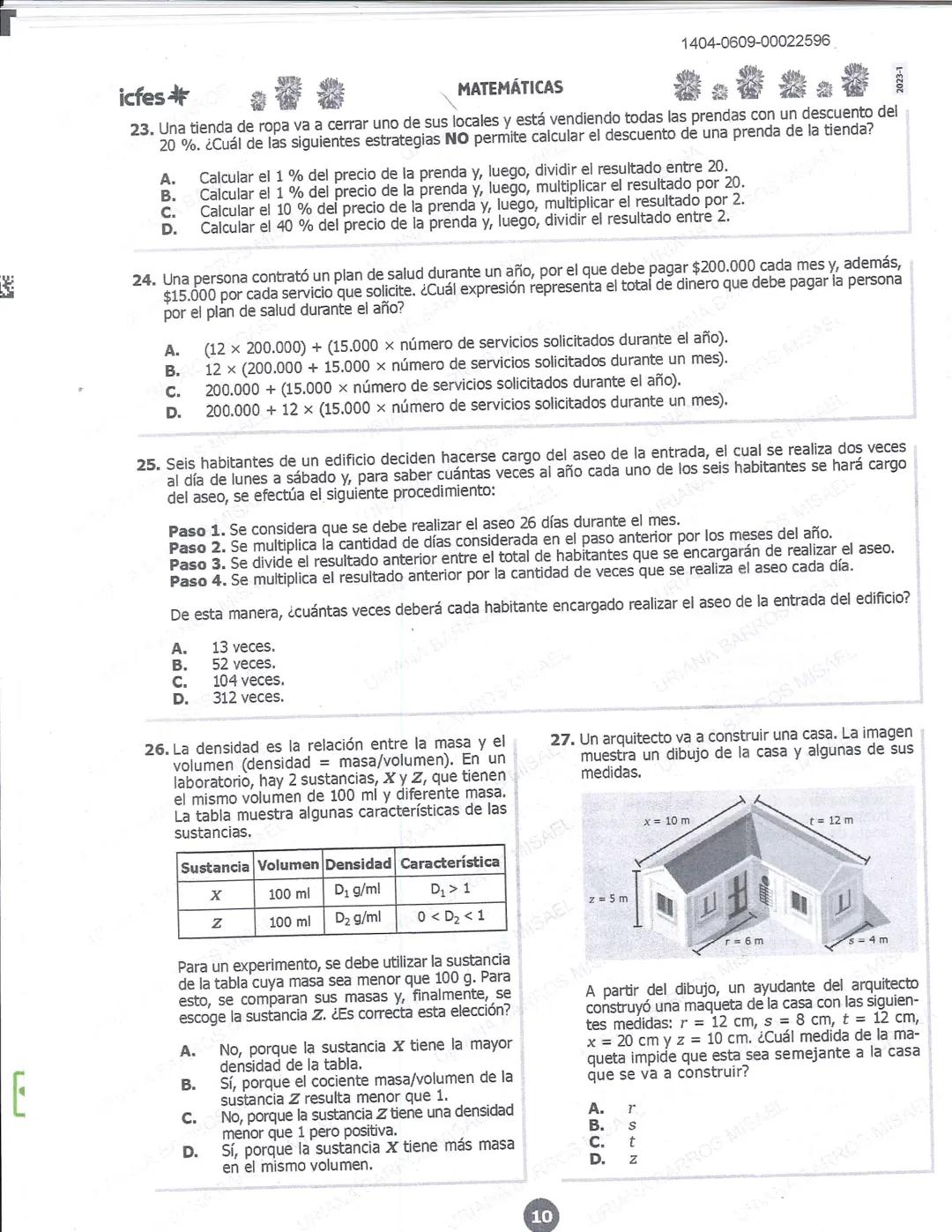 ## icfes
DCAC202312P00038761029
000865969
1404-0209-00022596
AC202311103886
Examen
## Saber 11°
20231
INDIVIDUALES icfes
### Páramo