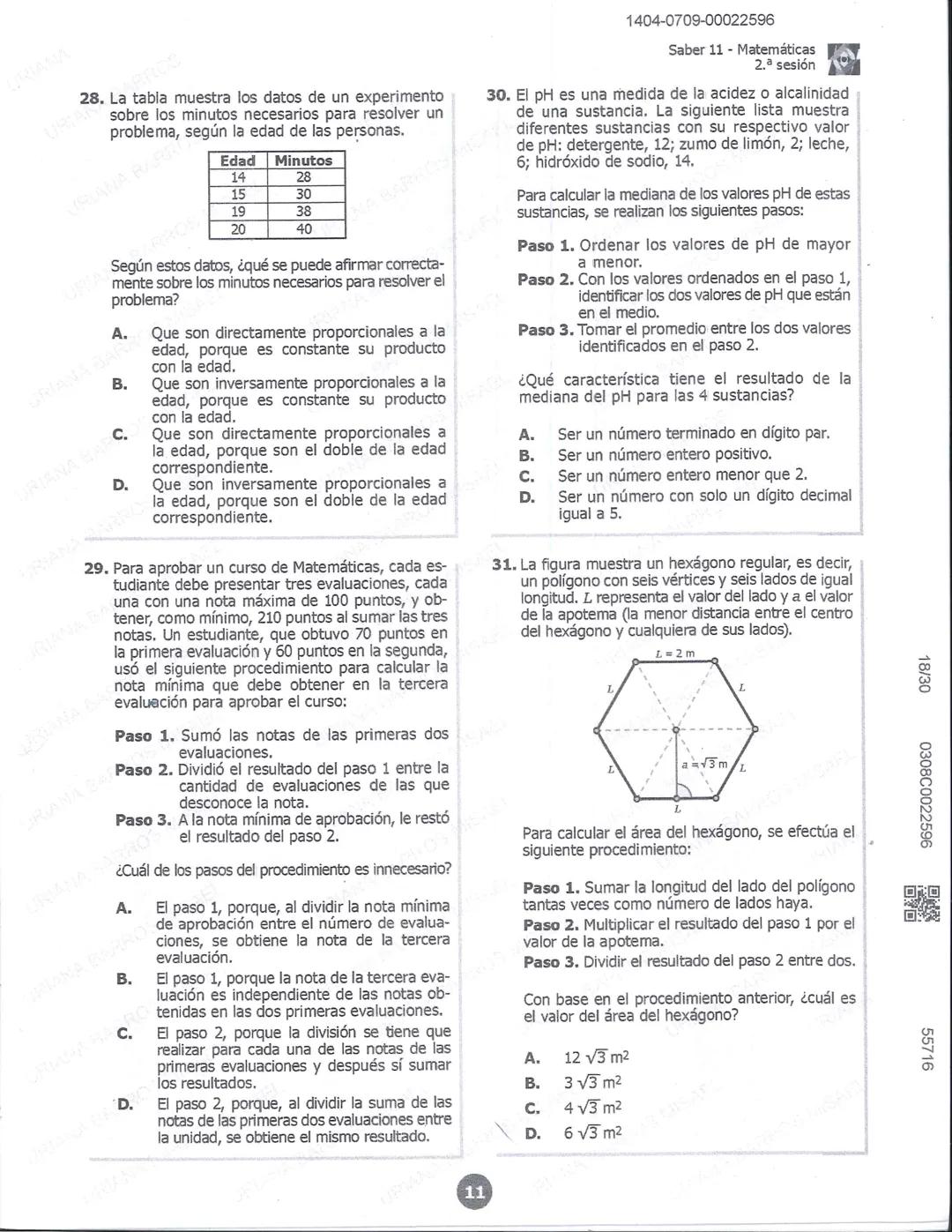 ## icfes
DCAC202312P00038761029
000865969
1404-0209-00022596
AC202311103886
Examen
## Saber 11°
20231
INDIVIDUALES icfes
### Páramo