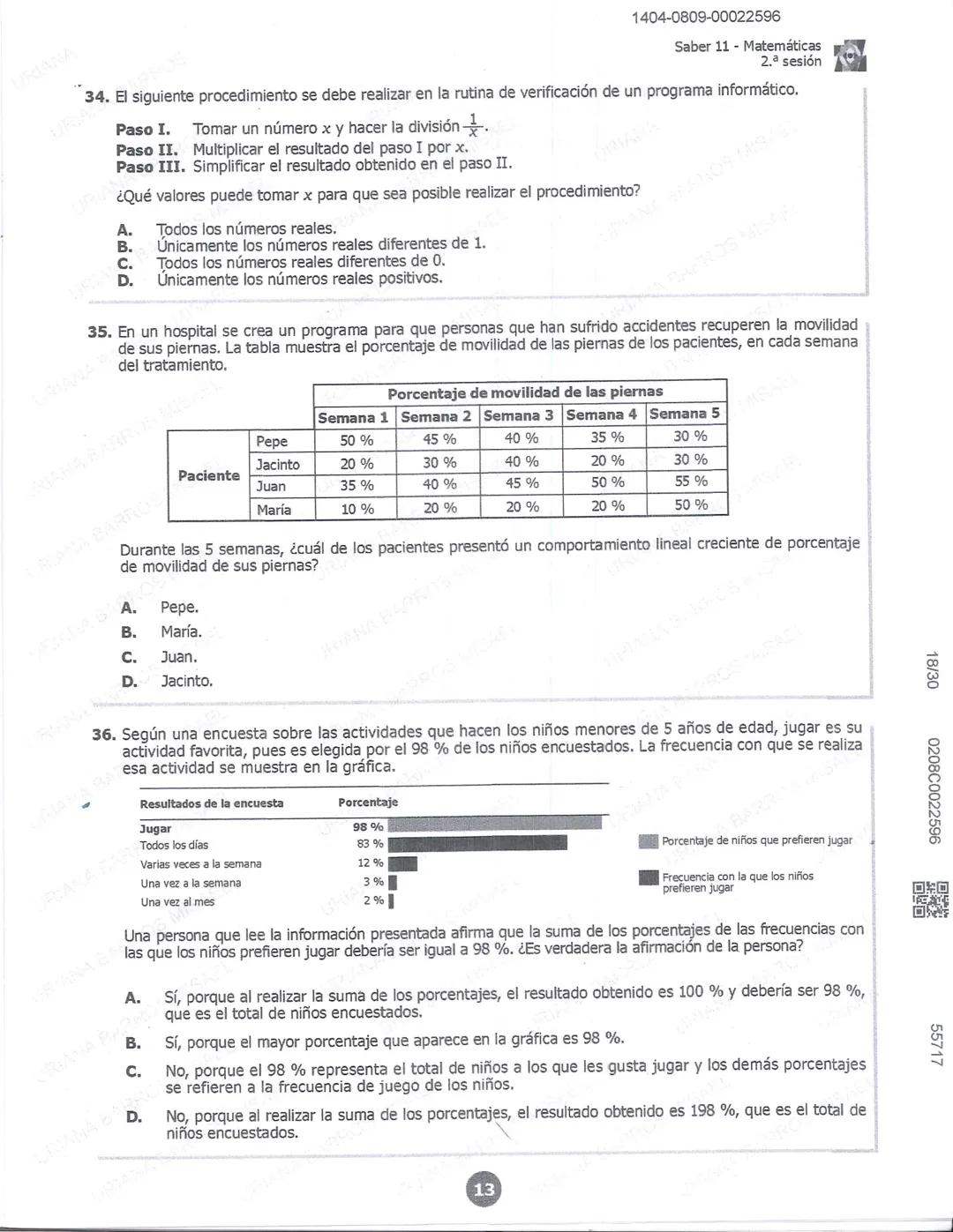 ## icfes
DCAC202312P00038761029
000865969
1404-0209-00022596
AC202311103886
Examen
## Saber 11°
20231
INDIVIDUALES icfes
### Páramo