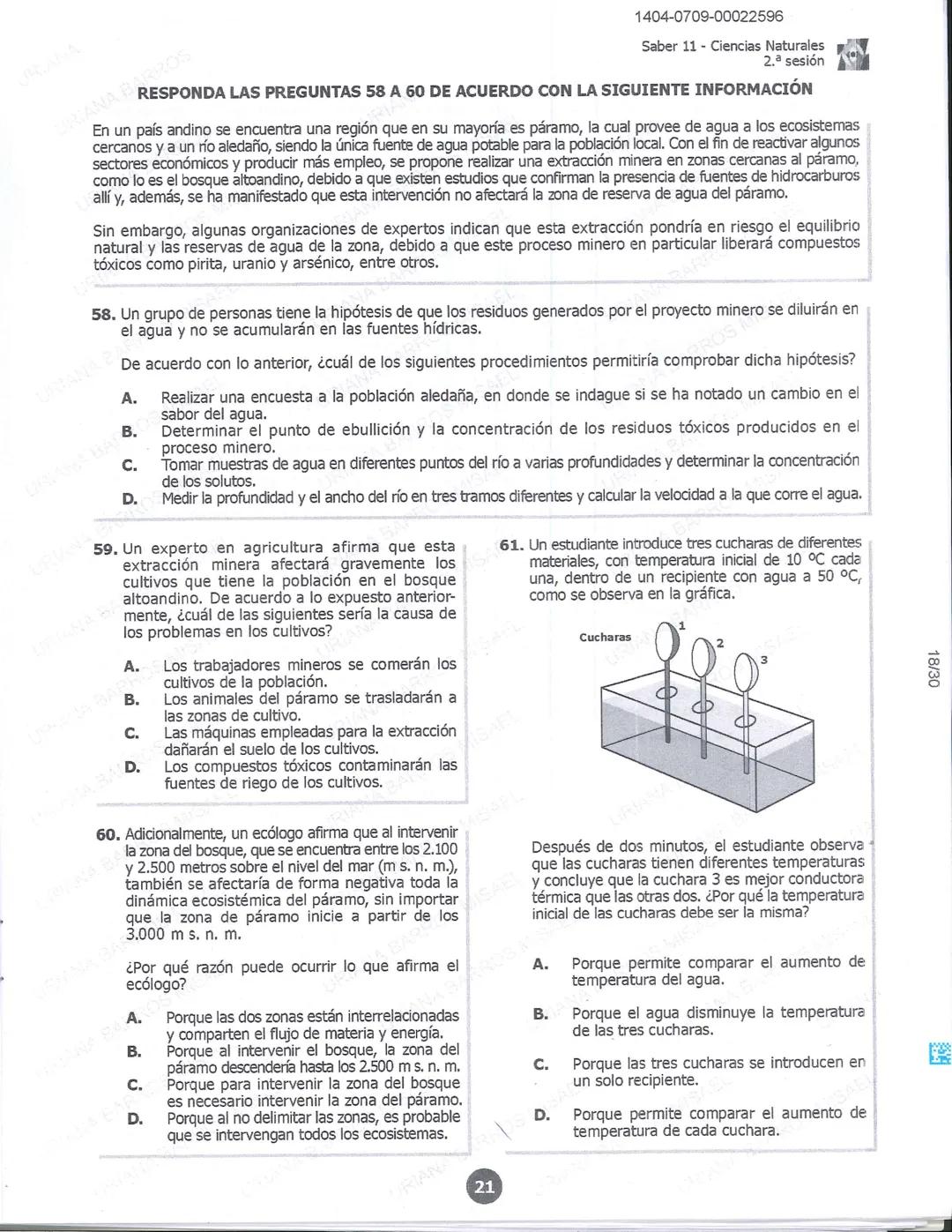 ## icfes
DCAC202312P00038761029
000865969
1404-0209-00022596
AC202311103886
Examen
## Saber 11°
20231
INDIVIDUALES icfes
### Páramo