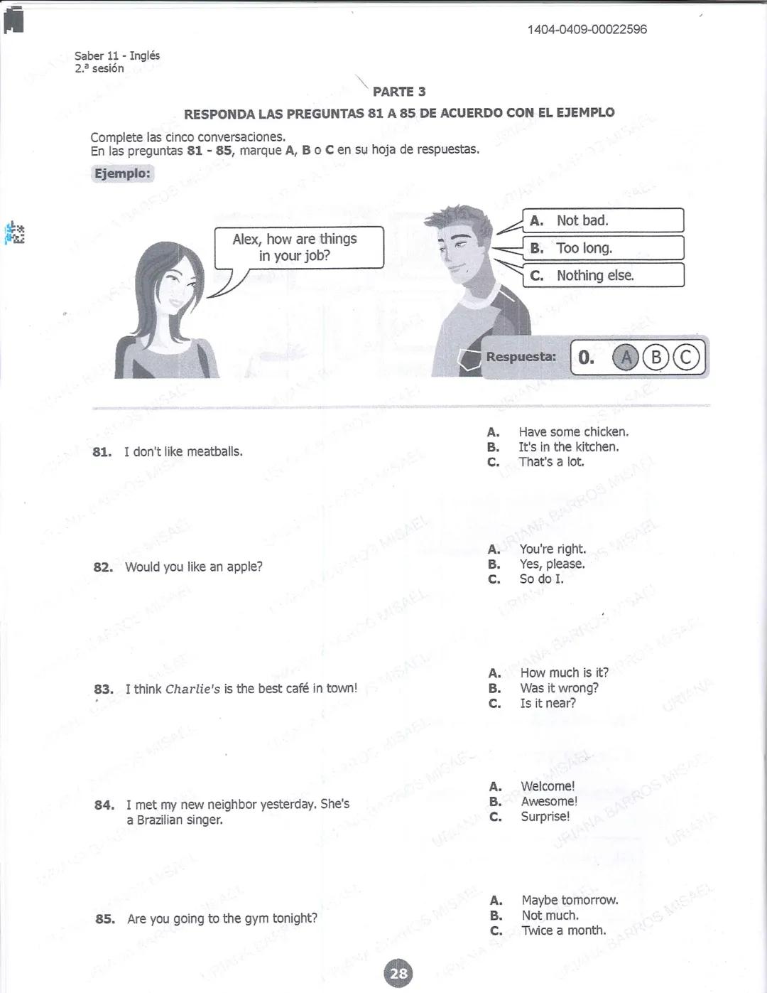 ## icfes
DCAC202312P00038761029
000865969
1404-0209-00022596
AC202311103886
Examen
## Saber 11°
20231
INDIVIDUALES icfes
### Páramo
