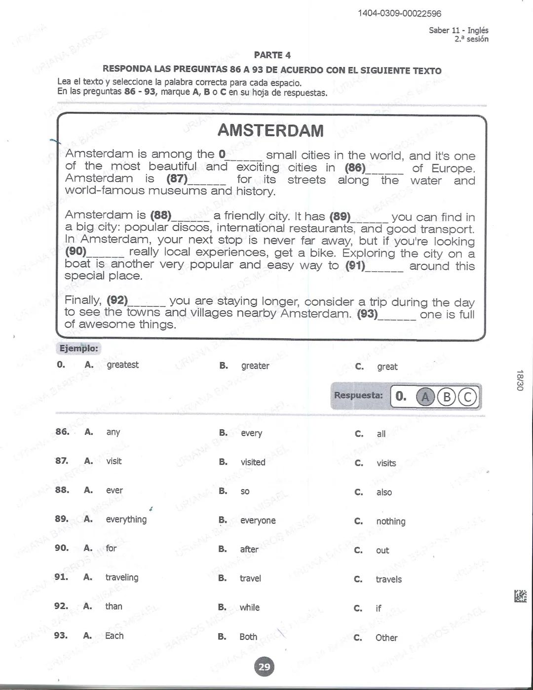 ## icfes
DCAC202312P00038761029
000865969
1404-0209-00022596
AC202311103886
Examen
## Saber 11°
20231
INDIVIDUALES icfes
### Páramo