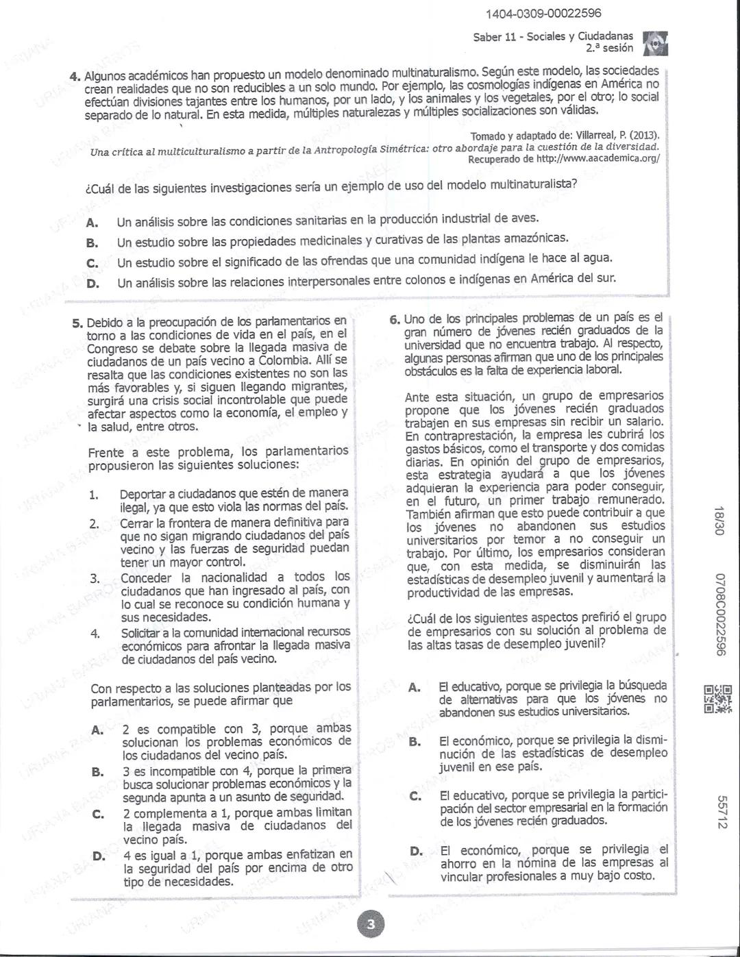 ## icfes
DCAC202312P00038761029
000865969
1404-0209-00022596
AC202311103886
Examen
## Saber 11°
20231
INDIVIDUALES icfes
### Páramo