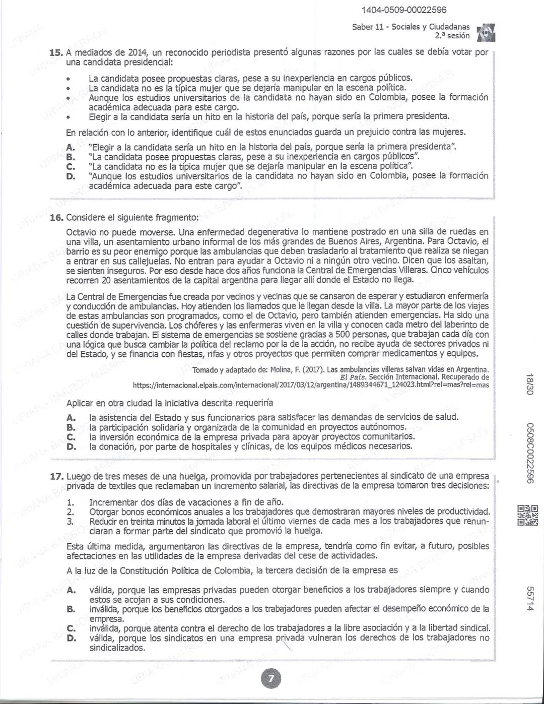 ## icfes
DCAC202312P00038761029
000865969
1404-0209-00022596
AC202311103886
Examen
## Saber 11°
20231
INDIVIDUALES icfes
### Páramo