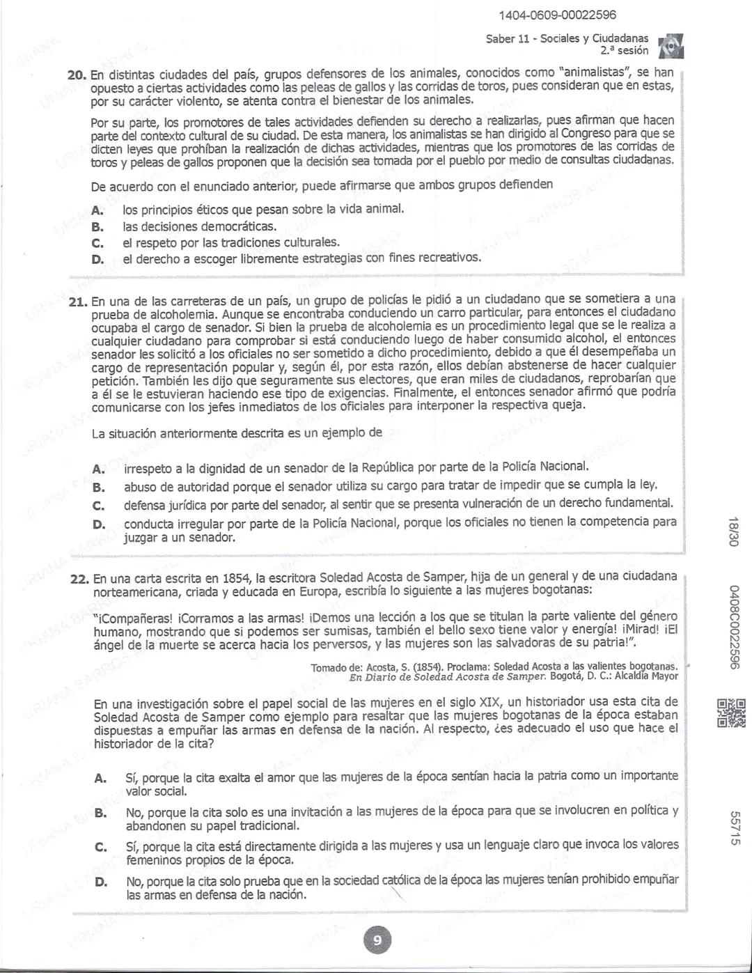 ## icfes
DCAC202312P00038761029
000865969
1404-0209-00022596
AC202311103886
Examen
## Saber 11°
20231
INDIVIDUALES icfes
### Páramo