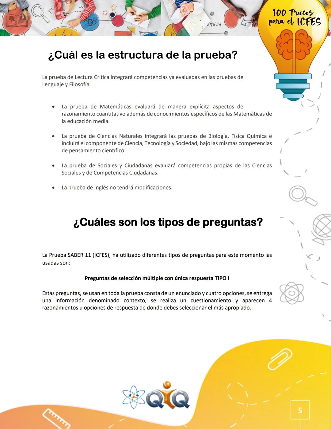 --- OCR Start ---
e
45CH
100 TRUCOS
PARA EL ICFES
SABER 11°
Edición en cartilla
Versión 2020
Derechos reservados de autor por QIQ
Prohibida
