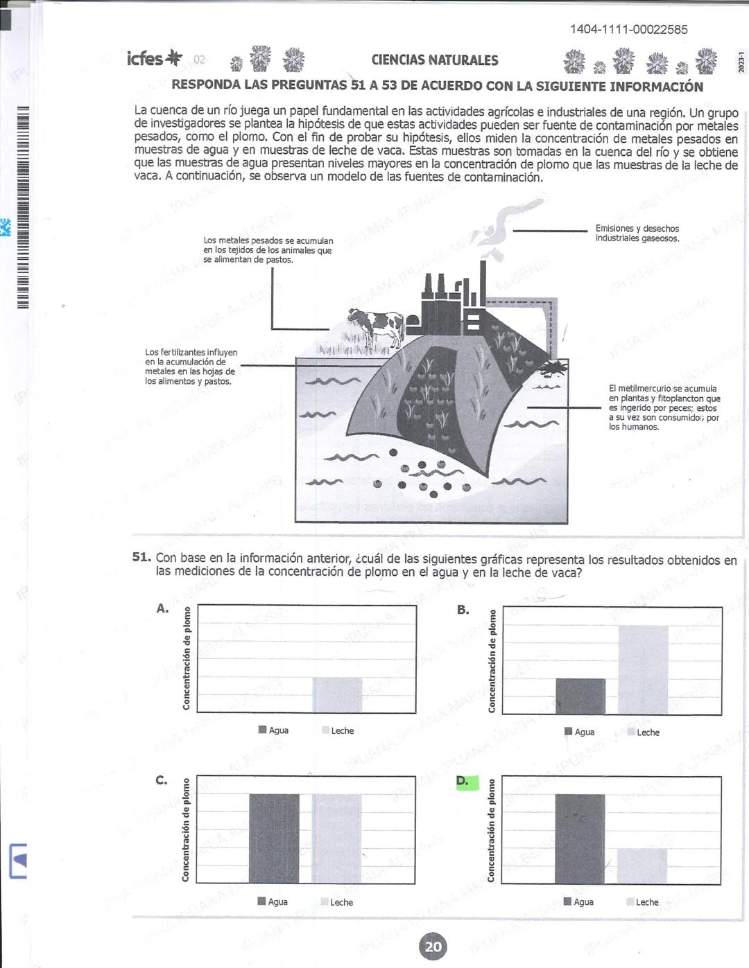 1404-0211-00022585
icfes 02
SOCIALES Y CIUDADANAS
1. Un grupo de mineros artesanales ha aumentado sus ingresos al encontrar un punto del río
