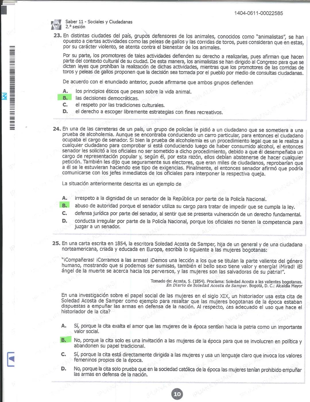 1404-0211-00022585
icfes 02
SOCIALES Y CIUDADANAS
1. Un grupo de mineros artesanales ha aumentado sus ingresos al encontrar un punto del río