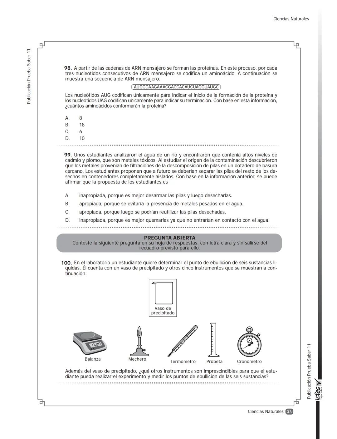 icfes V
saber 11°
CUADERNILLO
DE PREGUNTAS
SABER 11° 2016
Cuadernillo de prueba
Ejemplo de preguntas
11° grado Presidente de la República
Ju