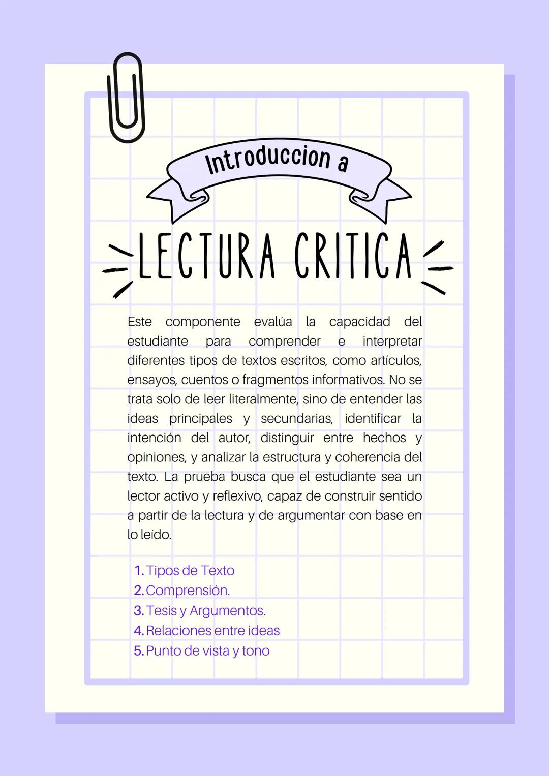 Introducción a Lectura Crítica Prueba Saber 11 Icfes.