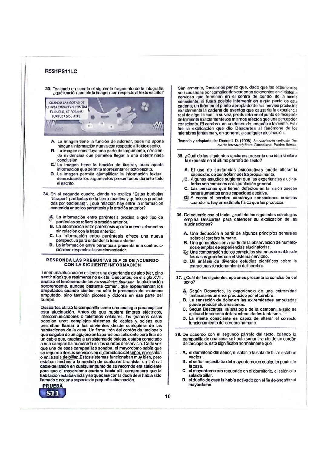 La
Evaluación
S11
Evaluación por Desempeño en Competencias
Primera sesión
En el siguiente cuadro se muestran las pruebas que conforman el ex