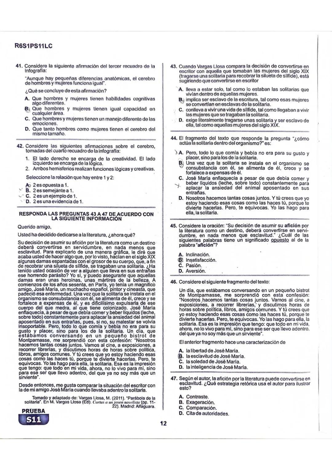 La
Evaluación
S11
Evaluación por Desempeño en Competencias
Primera sesión
En el siguiente cuadro se muestran las pruebas que conforman el ex
