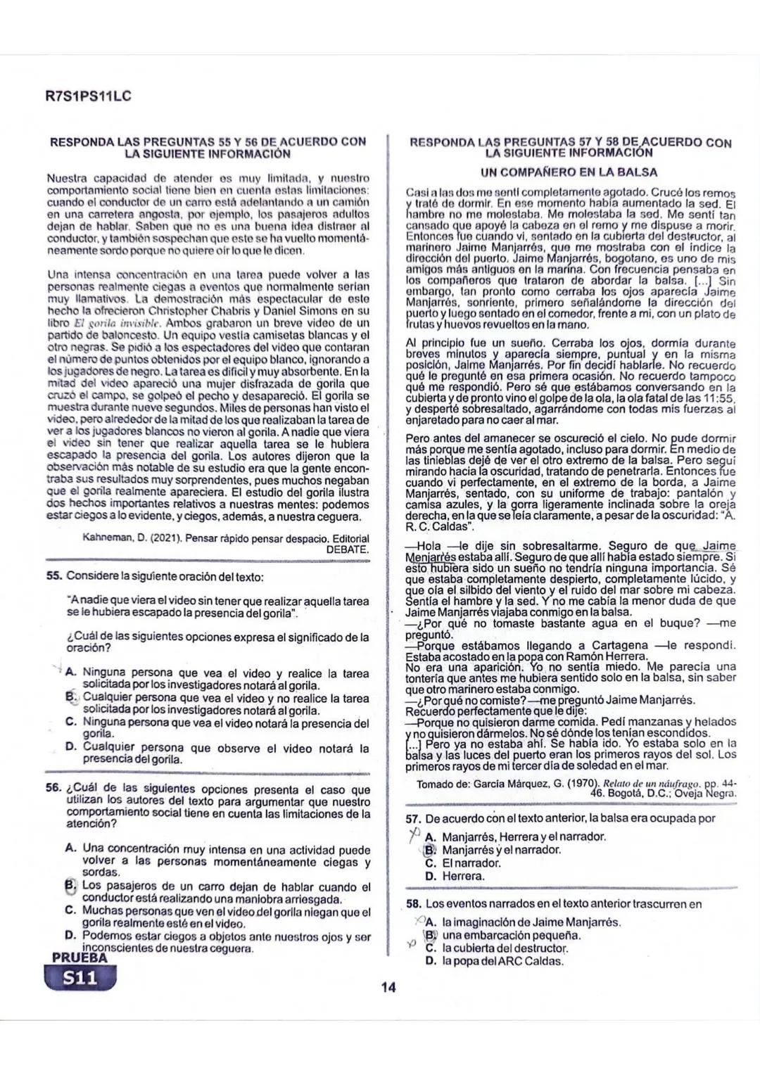 La
Evaluación
S11
Evaluación por Desempeño en Competencias
Primera sesión
En el siguiente cuadro se muestran las pruebas que conforman el ex