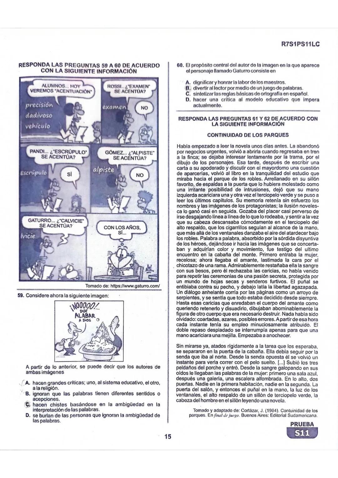 La
Evaluación
S11
Evaluación por Desempeño en Competencias
Primera sesión
En el siguiente cuadro se muestran las pruebas que conforman el ex