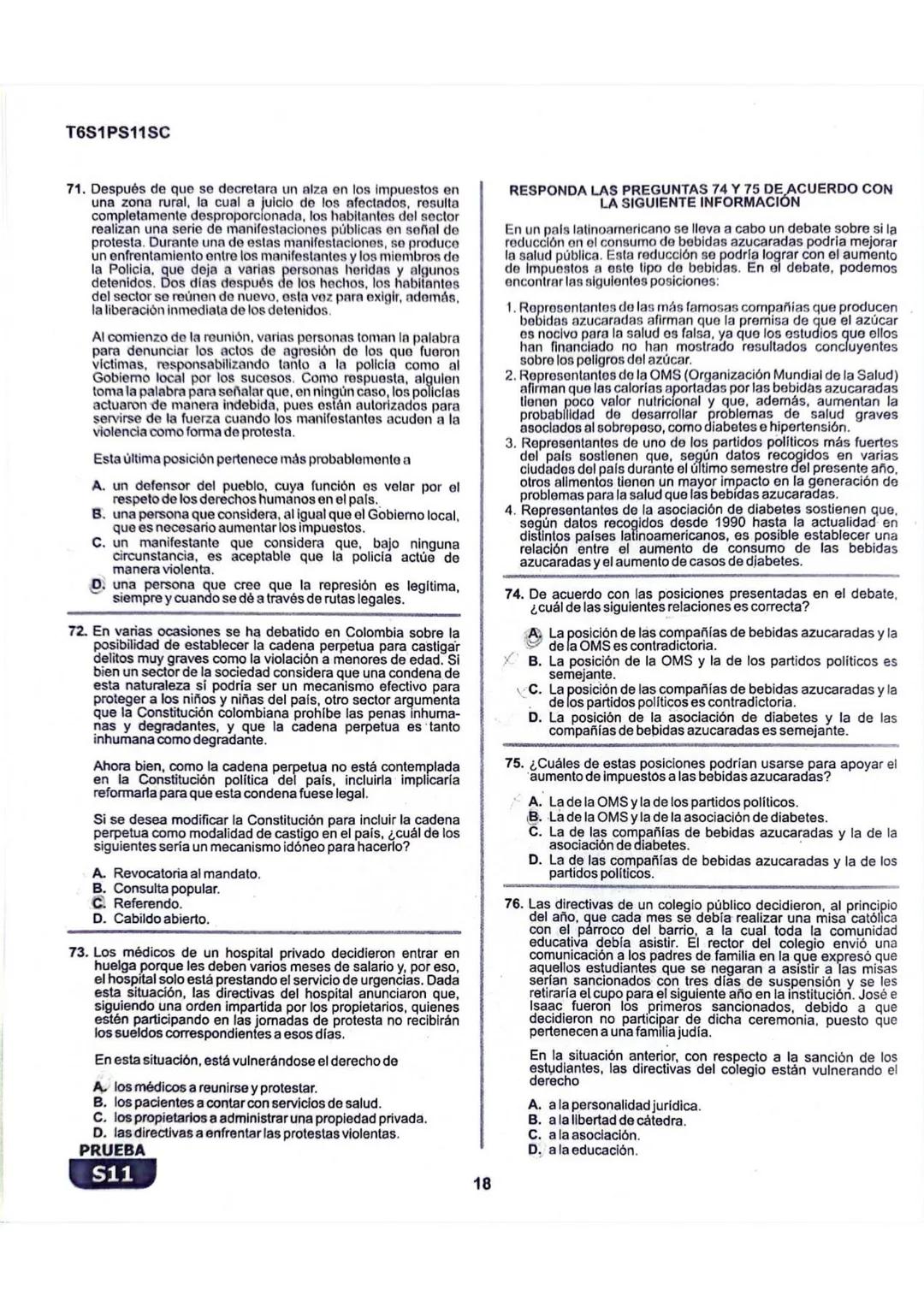 La
Evaluación
S11
Evaluación por Desempeño en Competencias
Primera sesión
En el siguiente cuadro se muestran las pruebas que conforman el ex