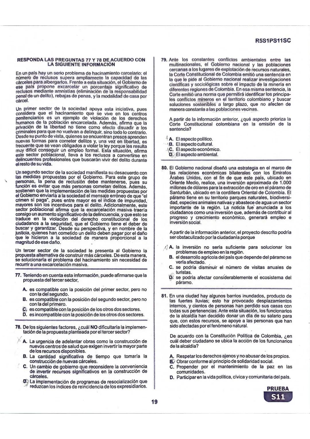 La
Evaluación
S11
Evaluación por Desempeño en Competencias
Primera sesión
En el siguiente cuadro se muestran las pruebas que conforman el ex