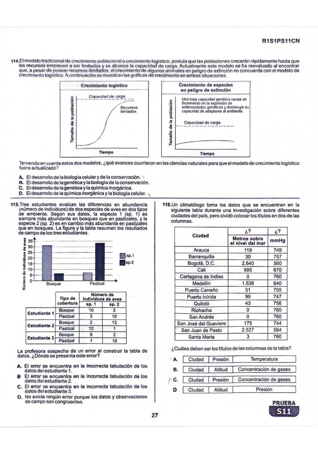 La
Evaluación
S11
Evaluación por Desempeño en Competencias
Primera sesión
En el siguiente cuadro se muestran las pruebas que conforman el ex