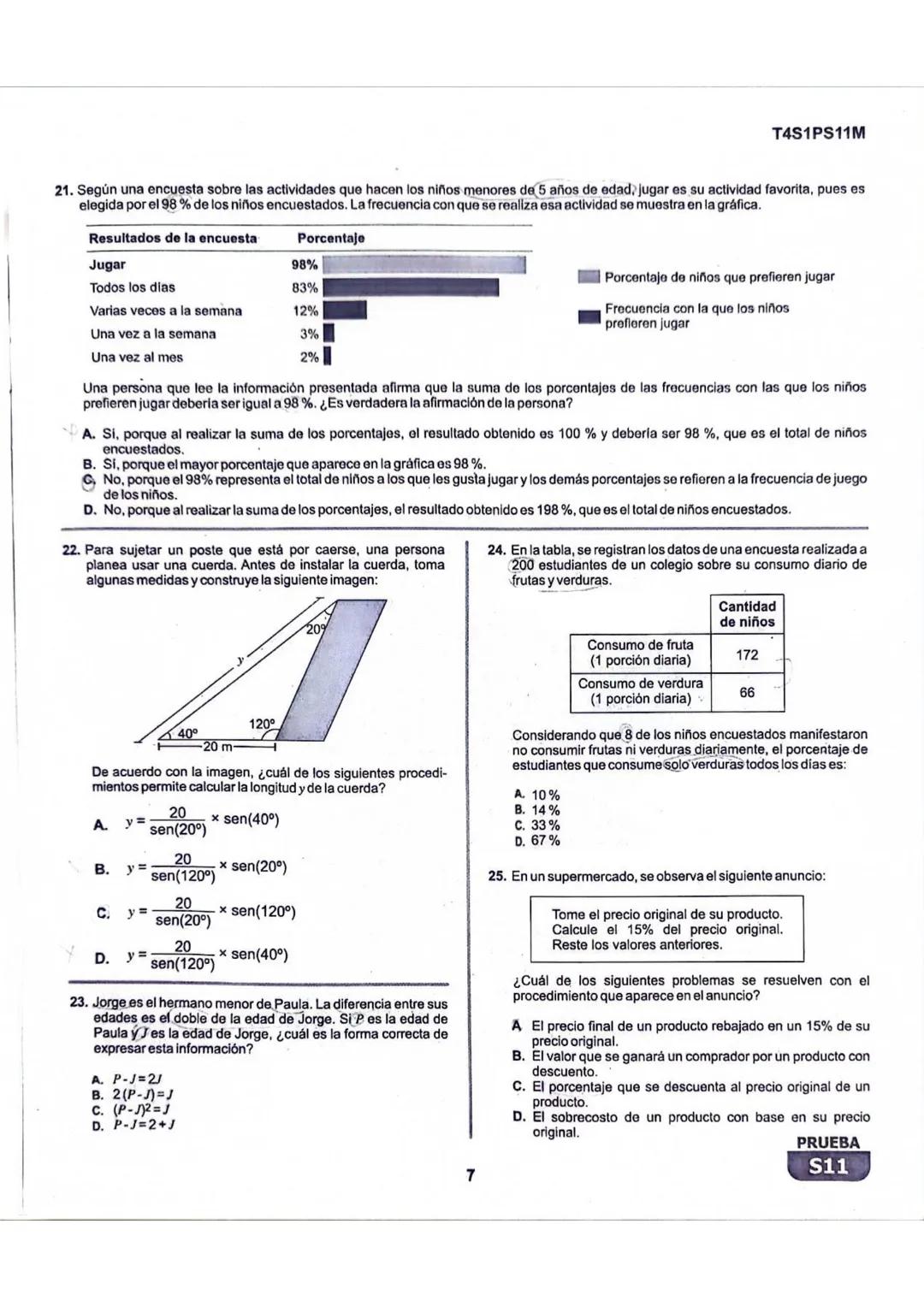 La
Evaluación
S11
Evaluación por Desempeño en Competencias
Primera sesión
En el siguiente cuadro se muestran las pruebas que conforman el ex