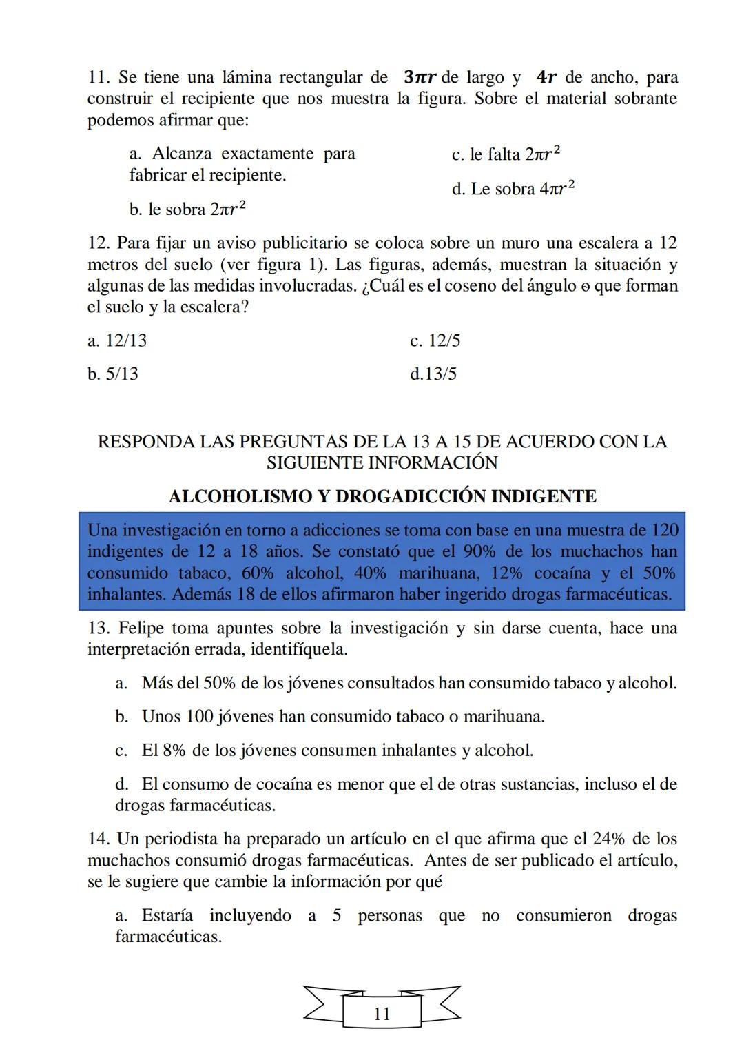 CUADERNILLO DE PREPARACIÓN
PARA LA PRUEBA DE ESTADO
SABER 11
"La educación es el arma más
poderosa que puedes utilizar para
cambiar el mundo