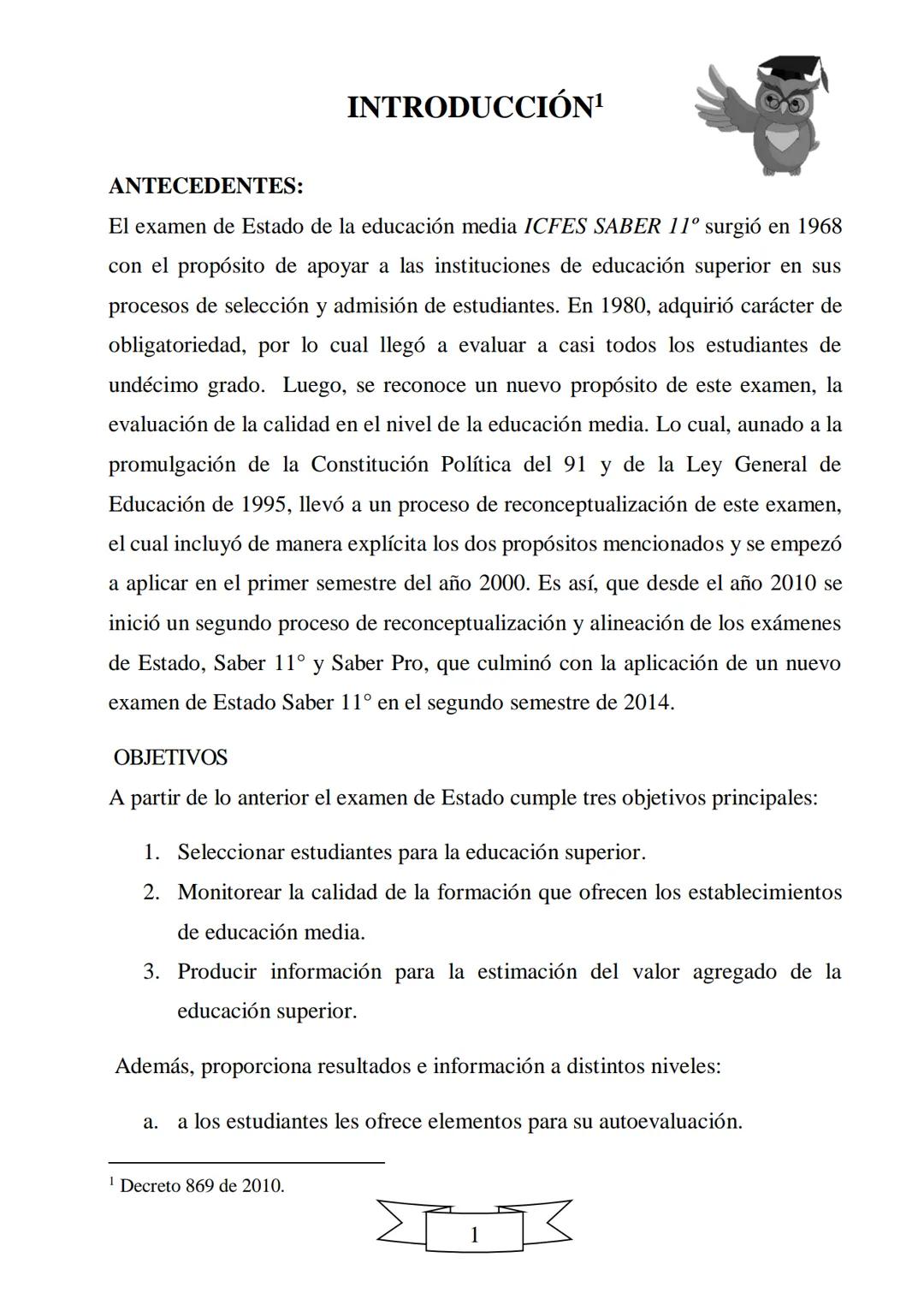 CUADERNILLO DE PREPARACIÓN
PARA LA PRUEBA DE ESTADO
SABER 11
"La educación es el arma más
poderosa que puedes utilizar para
cambiar el mundo