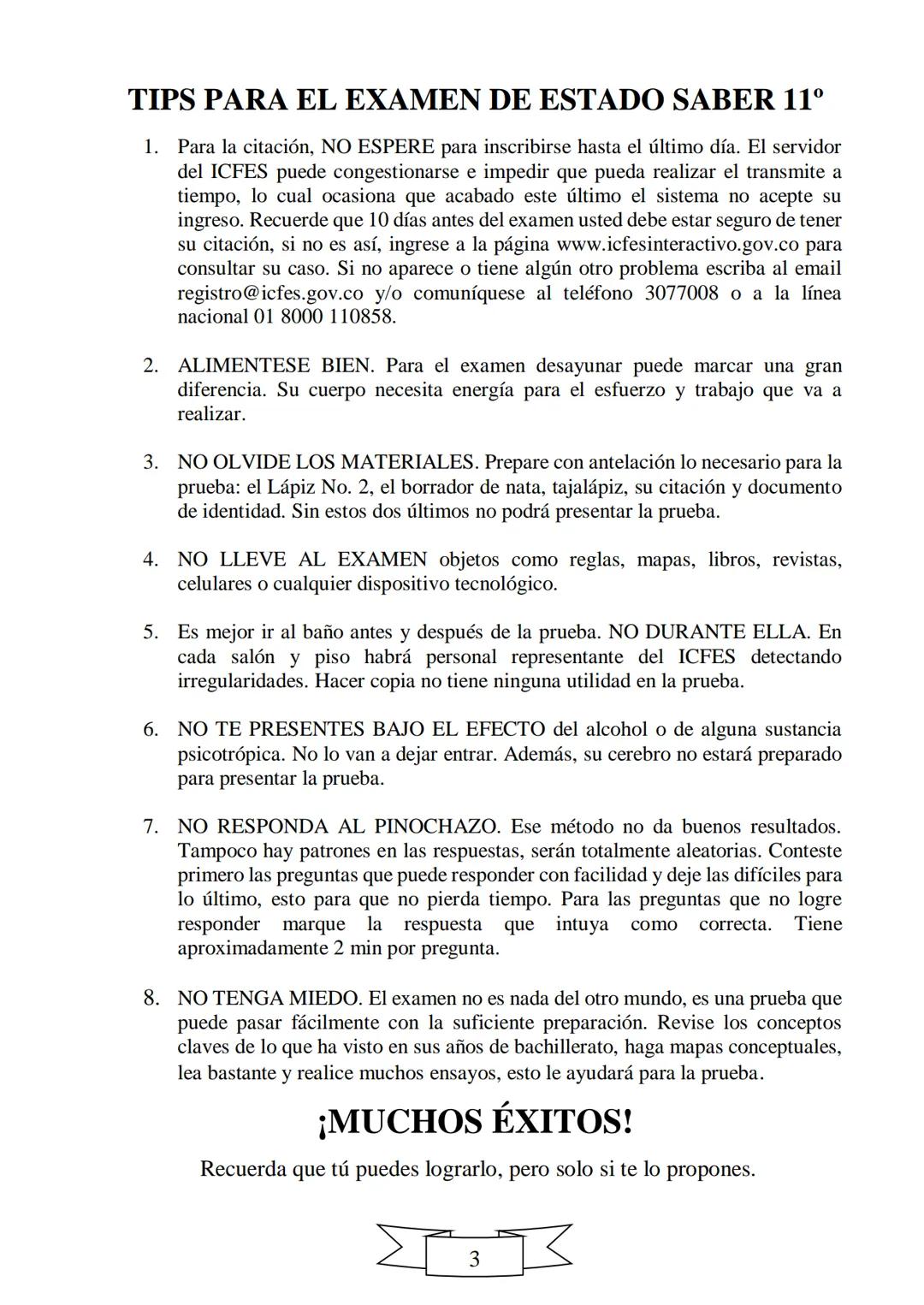 CUADERNILLO DE PREPARACIÓN
PARA LA PRUEBA DE ESTADO
SABER 11
"La educación es el arma más
poderosa que puedes utilizar para
cambiar el mundo