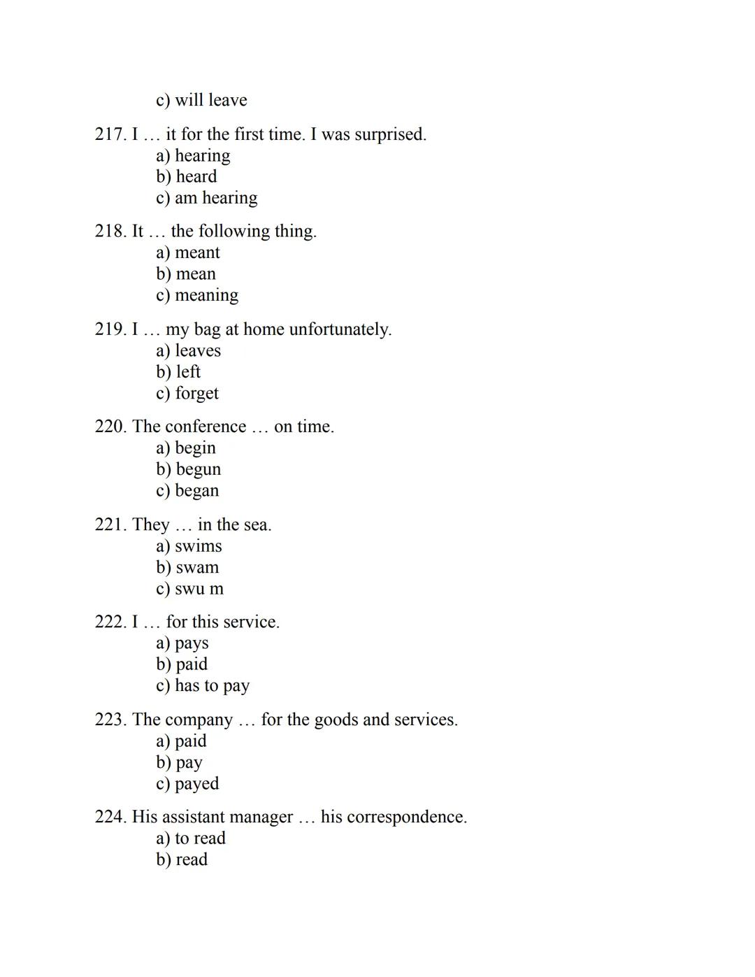 ENGLISH
GRAMMAR
EXERCISES
WITH ANSWERS
Part 1.
2500 MULTIPLE-CHOICE
ITEMS FOR A1/A2
Your quest towards C2
Daniel B. Smith ENGLISH
GRAMMAR
EX