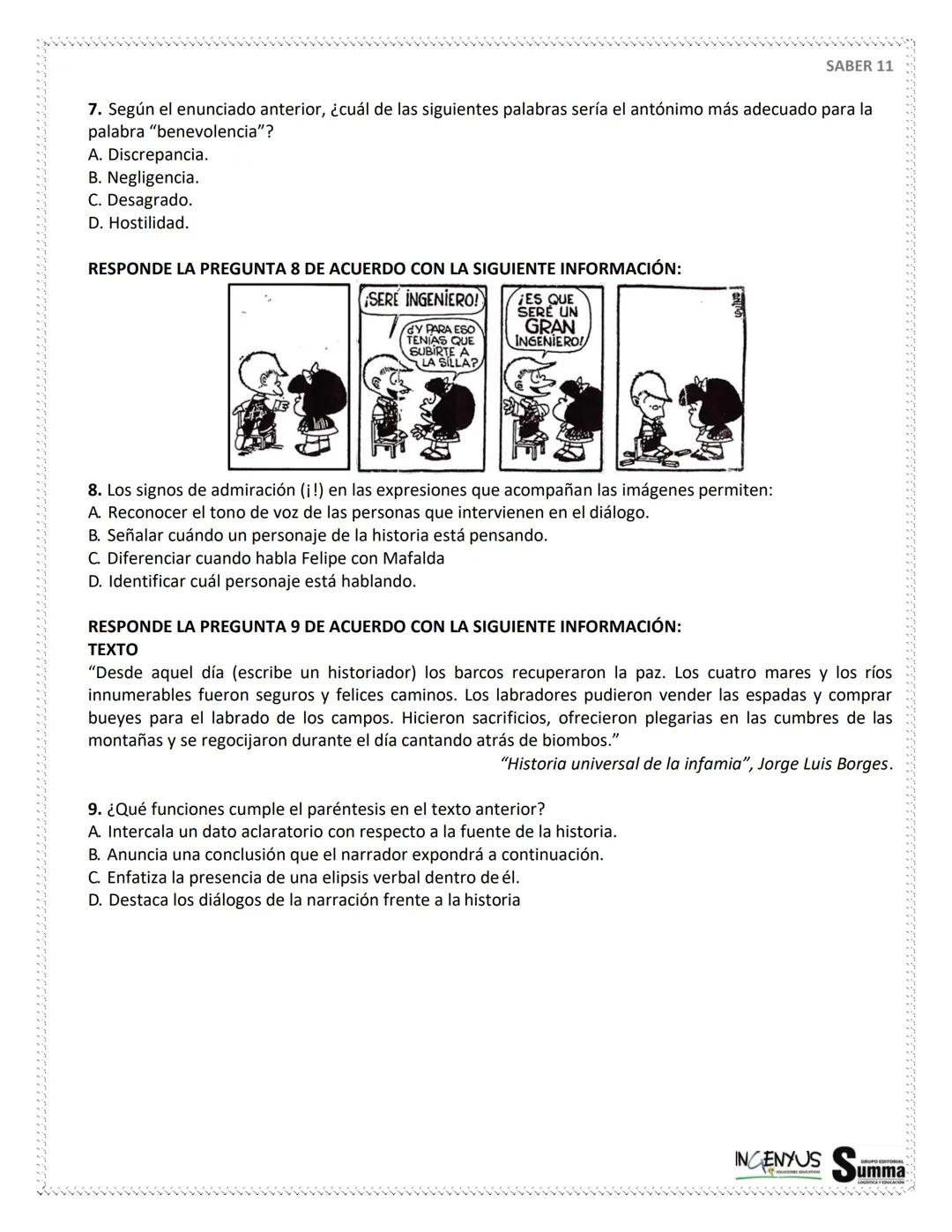 125 PREGUNTAS - 4 HORAS 30
MINUTOS.
SIMULACRO
DE
PRUEBAS
SABER 11°
¿Que tal si nos evaluamos?
SCAN ME
Tu
Profe
NERDOS PERO CON ESTILO
2ª EDI