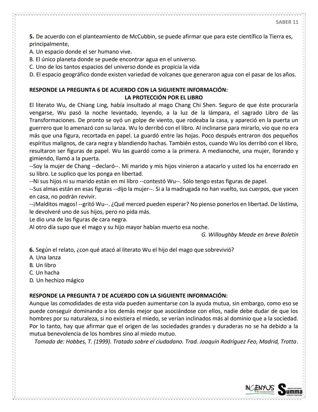 125 PREGUNTAS - 4 HORAS 30
MINUTOS.
SIMULACRO
DE
PRUEBAS
SABER 11°
¿Que tal si nos evaluamos?
SCAN ME
Tu
Profe
NERDOS PERO CON ESTILO
2ª EDI