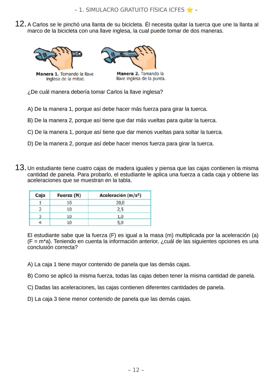 # SIMULACRO FILADD
filadd - 1. SIMULACRO GRATUITO FÍSICA ICFES
Recomendaciones:
- Nuestra plataforma registra el tiempo que te toma conte
