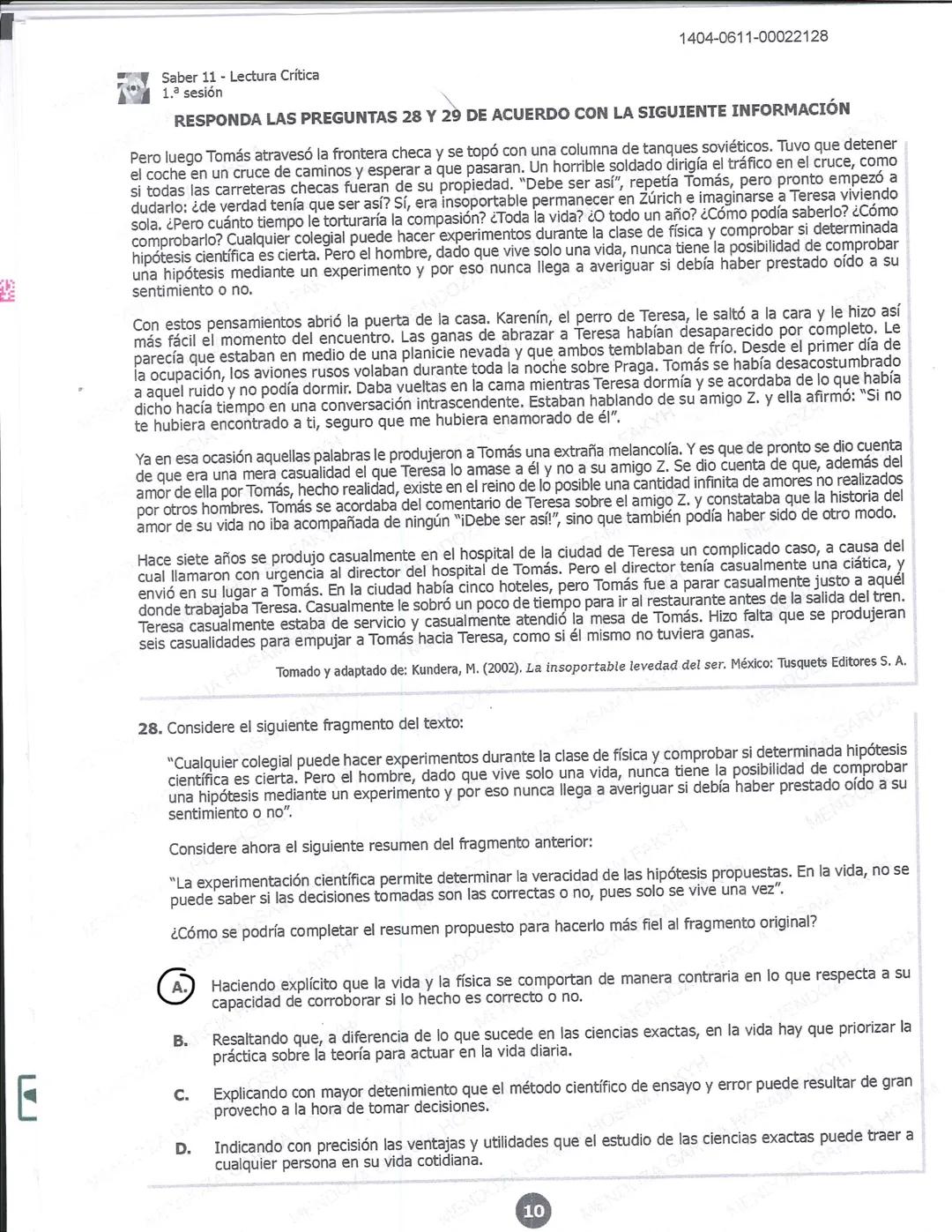 1404-0611-00022128
2/30
0610C0022128
51170
icfes*
LECTURA CRÍTICA
RESPONDA LAS PREGUNTAS 23 A 27 DE ACUERDO CON LA SIGUIENTE INFORMACIÓN
VEN